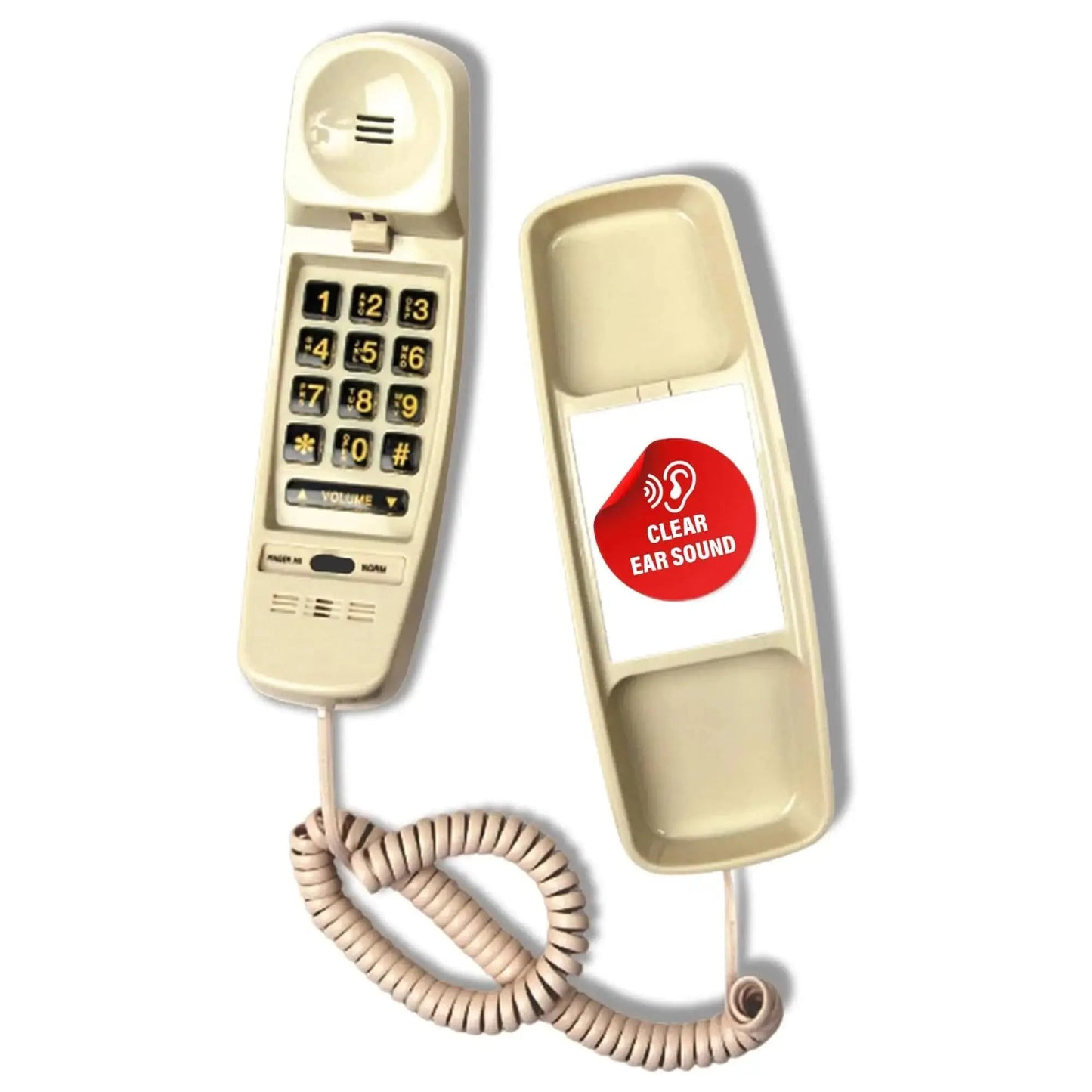 Med-Pat T-4 Trimline Telephone — Corded Amplified Phone, Wall-Mountable & Hearing Aid Compatible for Seniors
