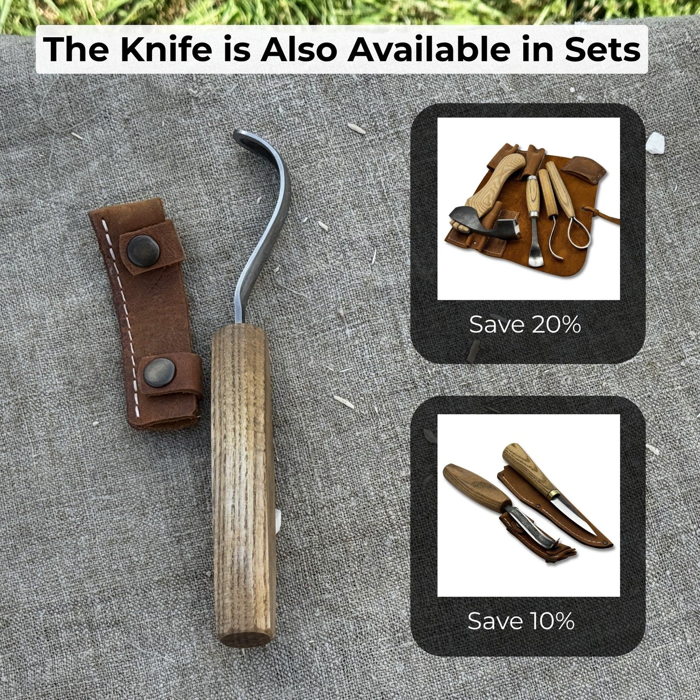 Spoon Carving Hook Knife β Long Curved Blade 7 cm (2.7 inches)