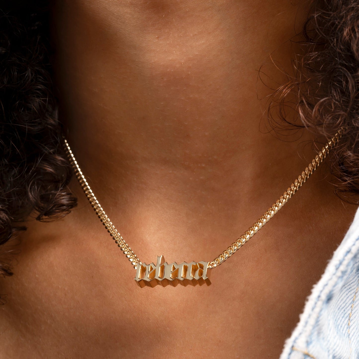 THICK 5mm Old English Name Necklace
