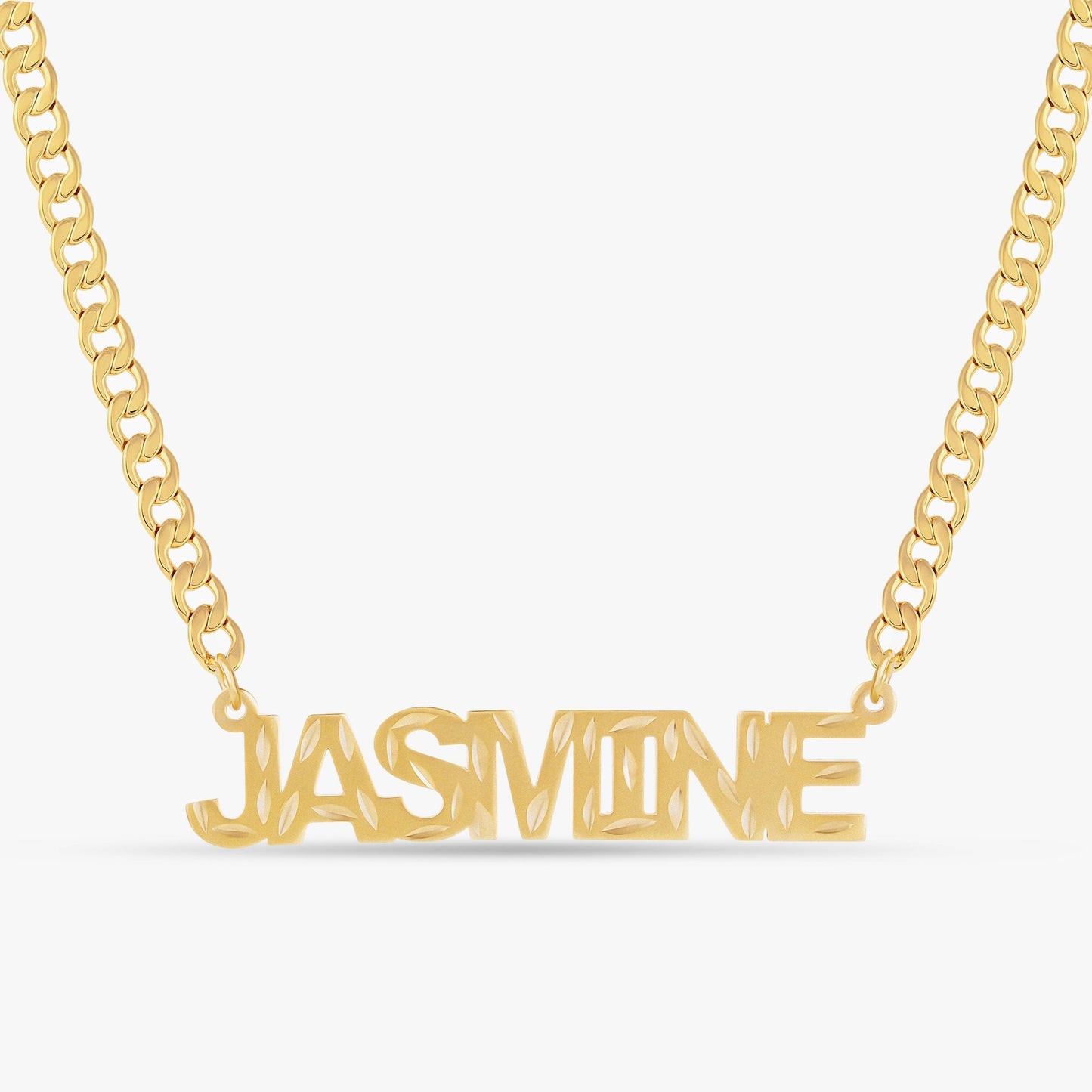 Kid's Diamond Cut Block Name Necklace