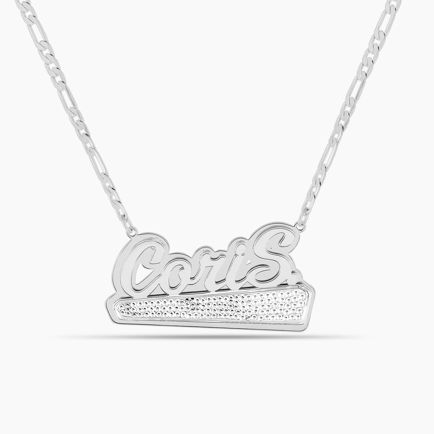 Double Plated Beaded Bar Name Necklace