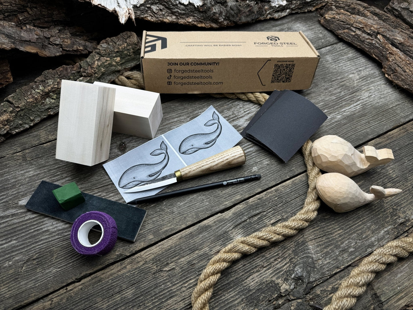 Whale Carving Kit - Complete Starter Whittling Kit for Beginners, Adults, Teens, and Kids