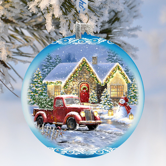 Christmas Cottage Glass Ornament Limited Edition by D. Gelsinger - Christmas Decor - 73899-1926