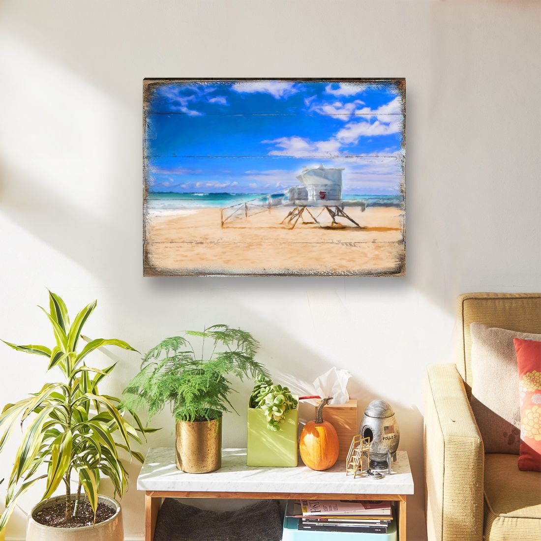 Spady Beach Lifeguard Tower Wooden Coastal Wall Art by Nature Wonders - Coastal Sea-Life Decor - 95262B