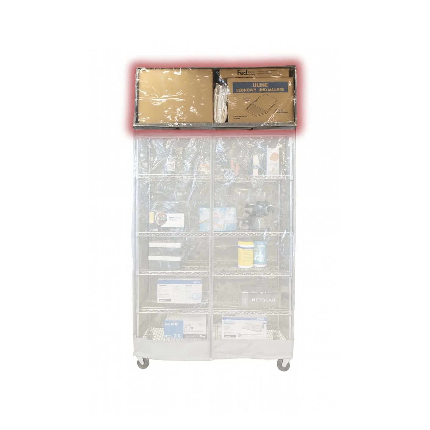 Storage Shelving Top Cover, 60"W x 24"D x 18"H, one side see through panel (Top Part ONLY)