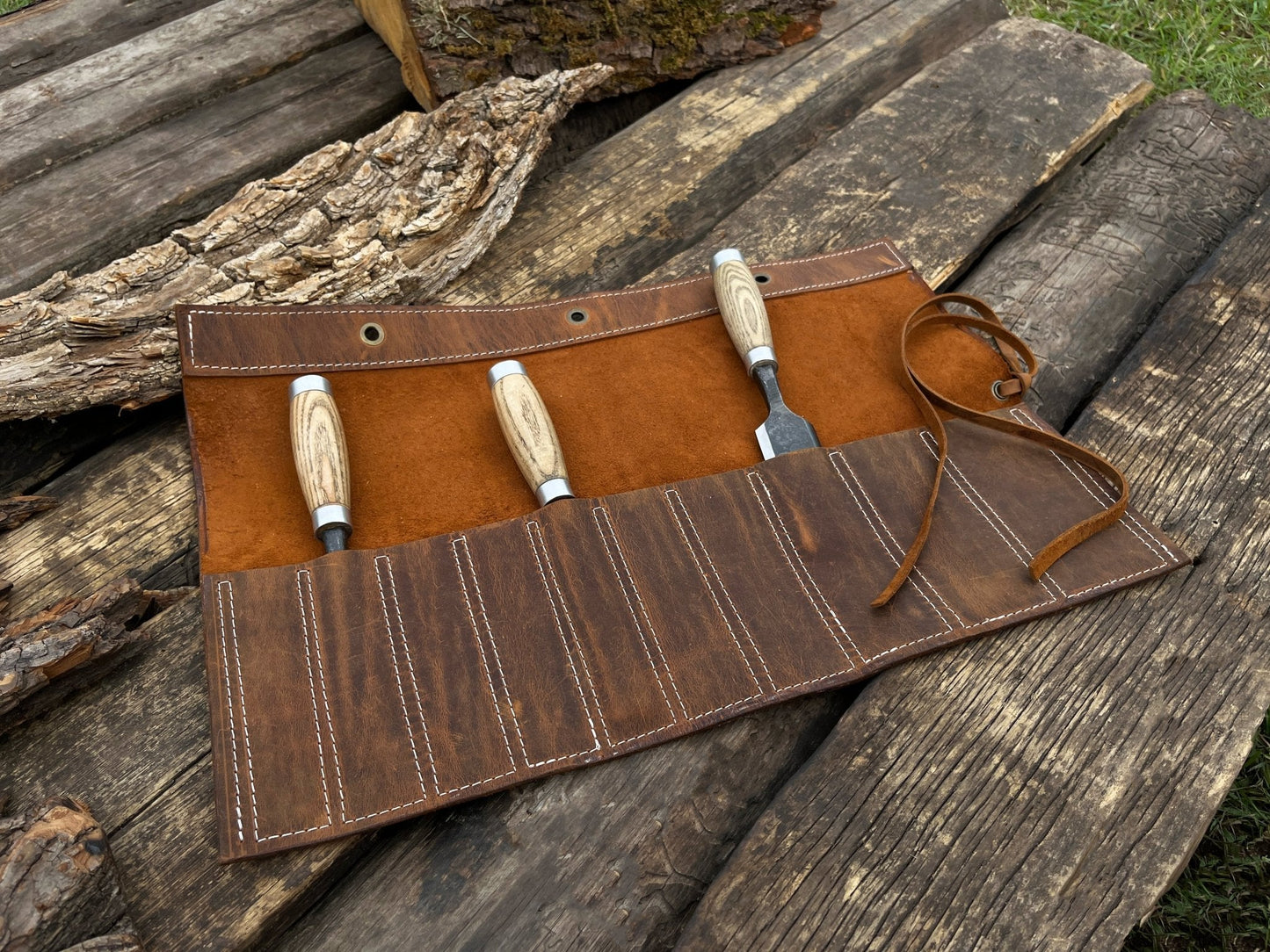 10 Pocket Leather Chisel Roll
