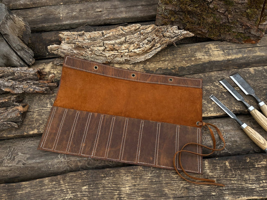 10 Pocket Leather Chisel Roll