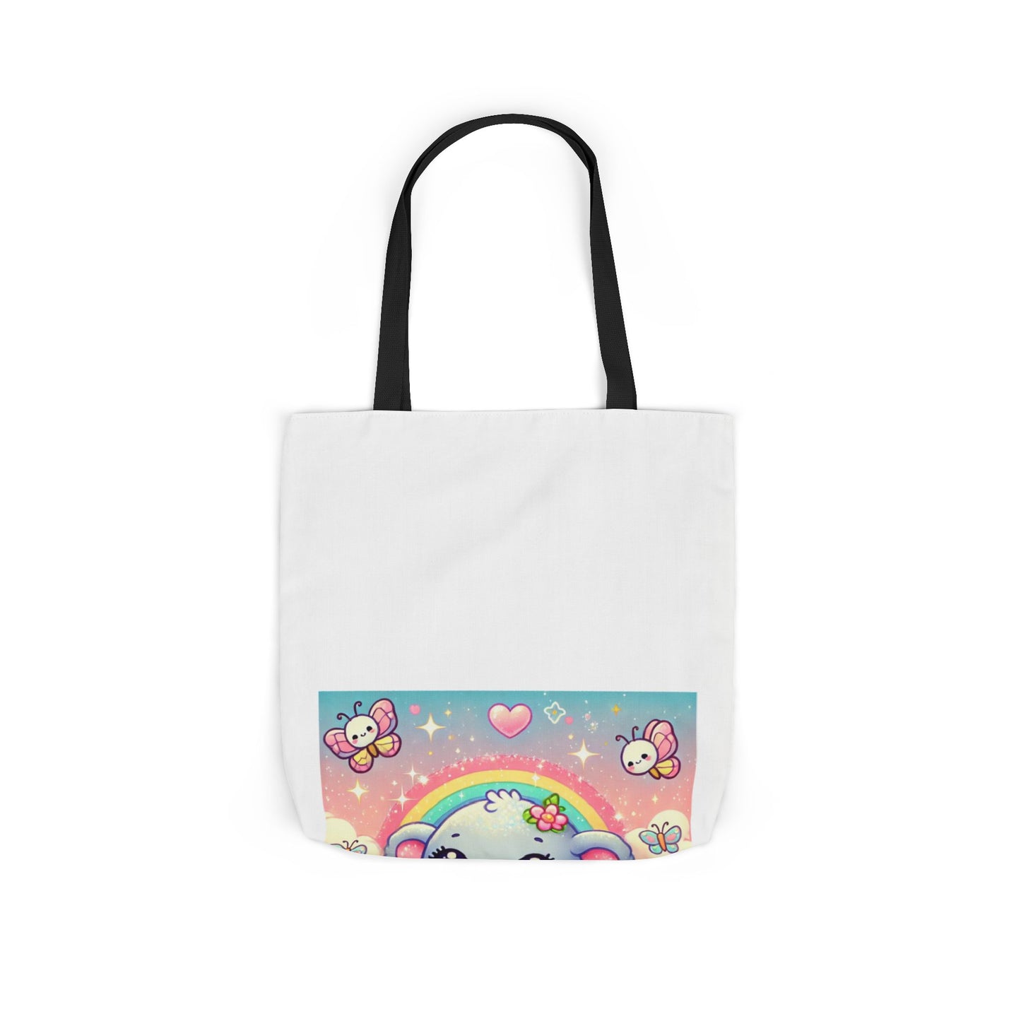 Pastel Rainbow Baby Elephant Floral Canvas Tote Bag