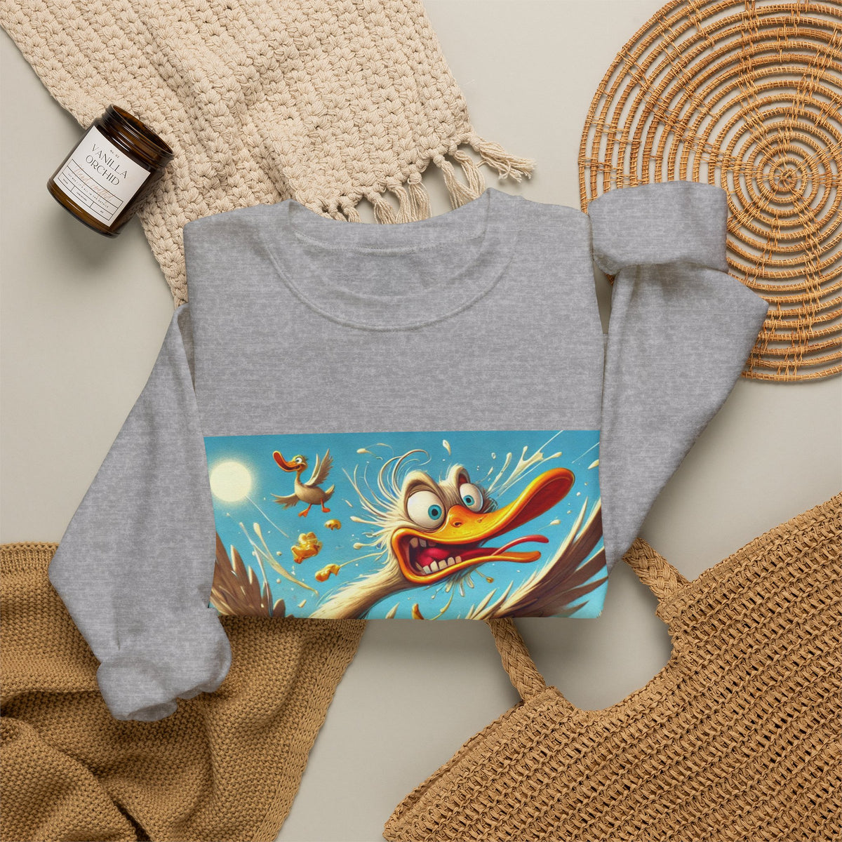 Chaotic Picnic Duck Funny Summer Art Sweatshirt