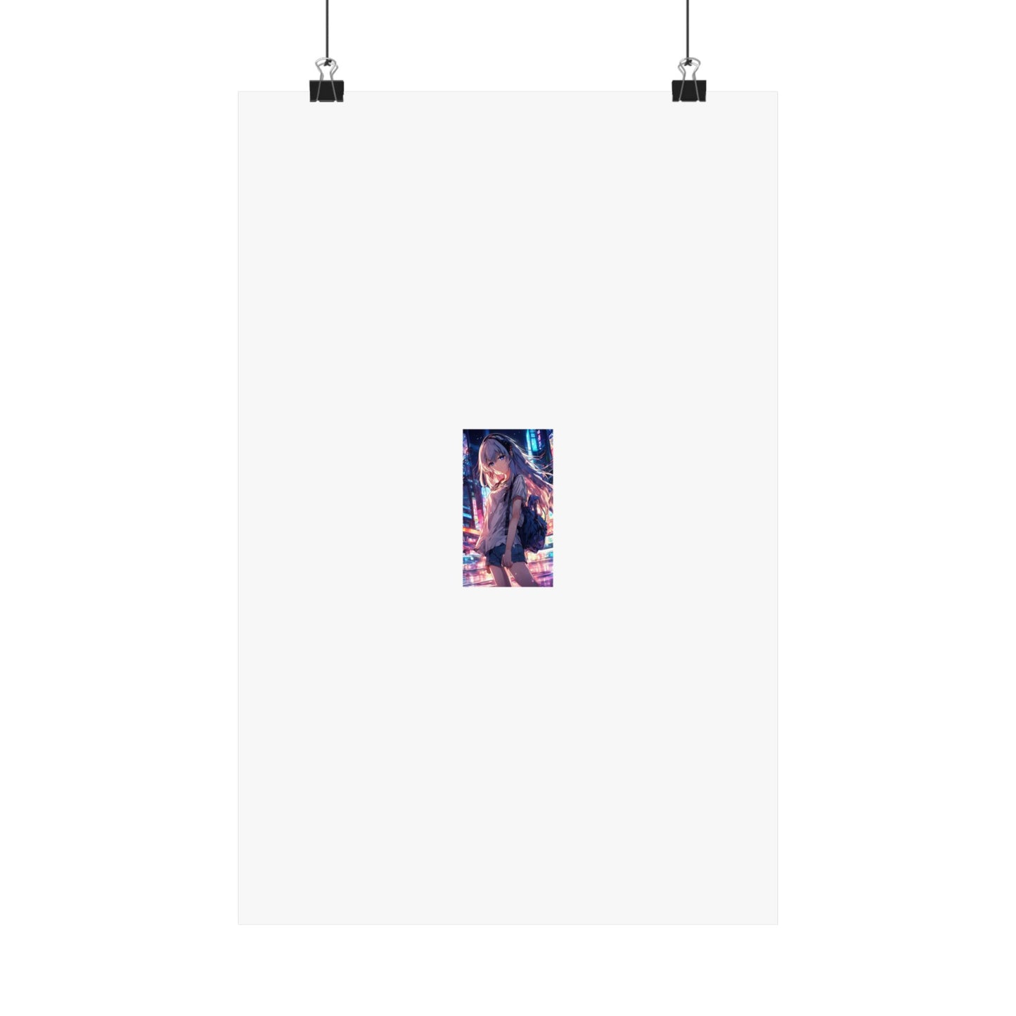 Anime City Night Heroine Portrait Neon Poster Art
