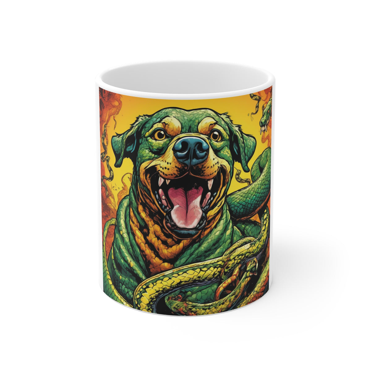 Surreal Serpent Hound Dark Fantasy Creature Coffee Mug