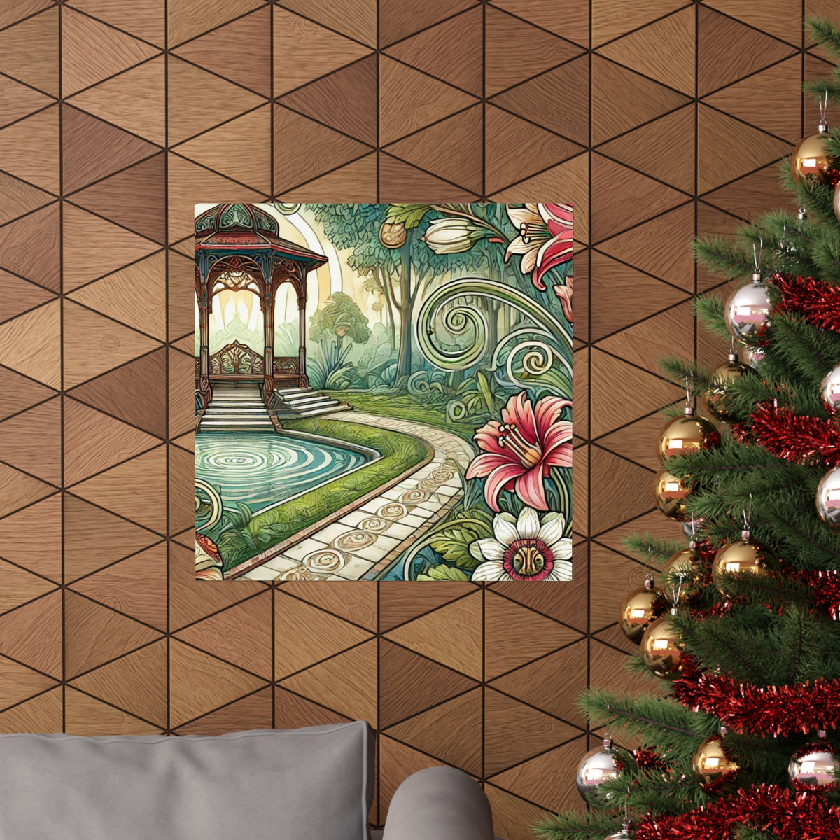 Botanical Gazebo Garden Art Nouveau Wall Art Poster