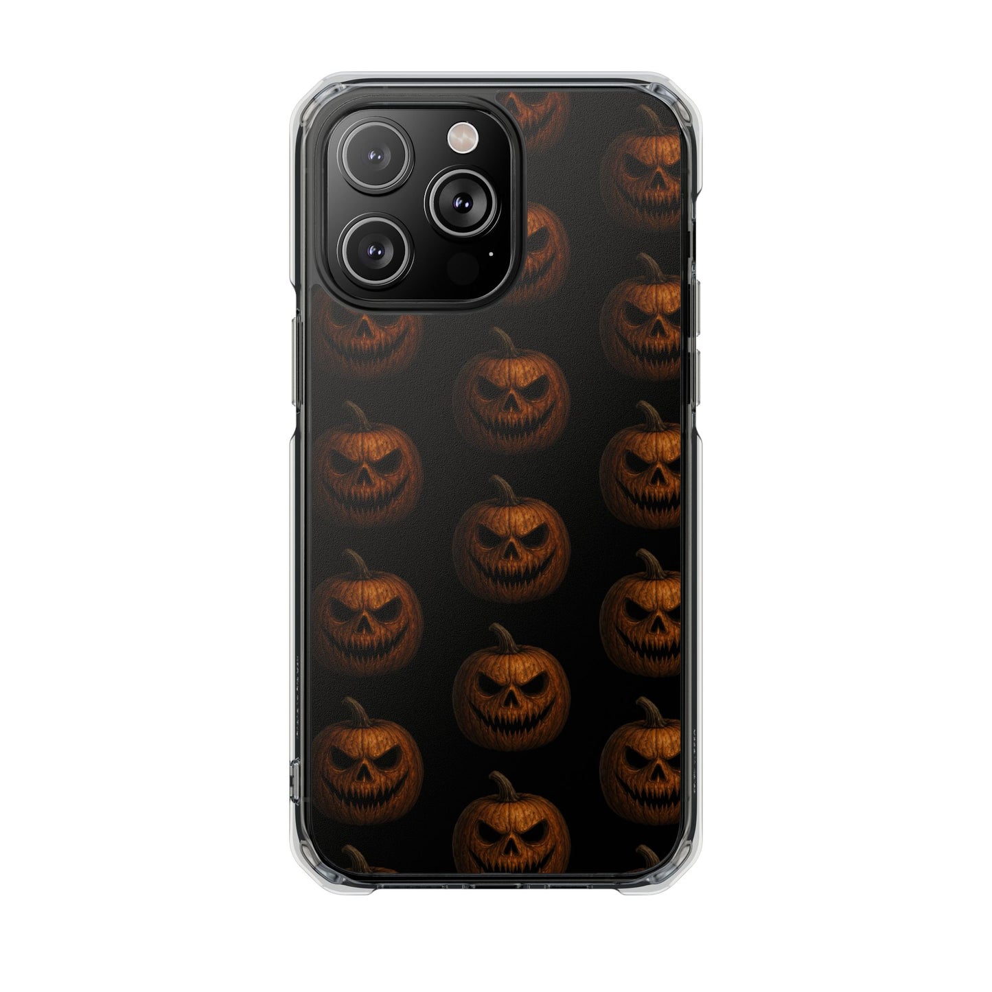 Magnet Cover, Halloween Pumpkin Spooky Phone Case, Horror Jack-O-Lantern Black Case, Magnetic Clear Impact Cover, Scary Cellphone Slim