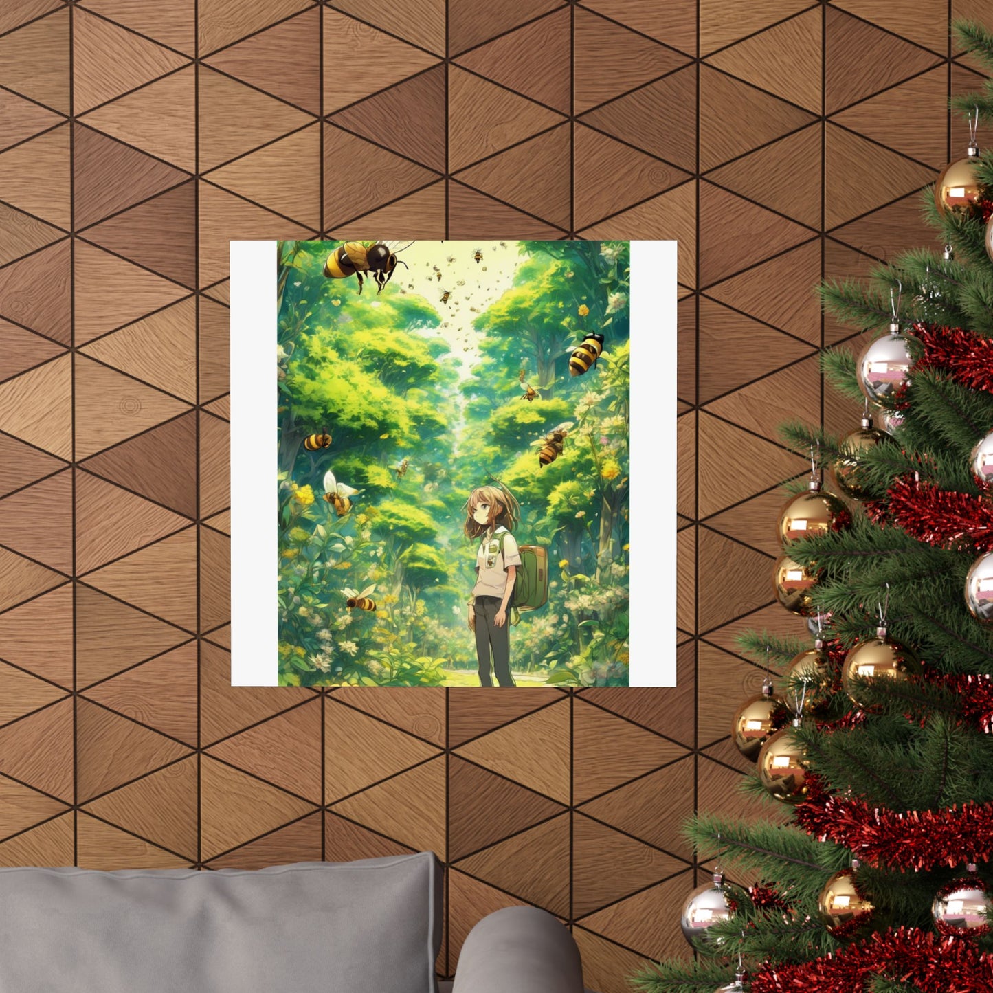 Bee Garden Explorer Anime Nature Art Poster