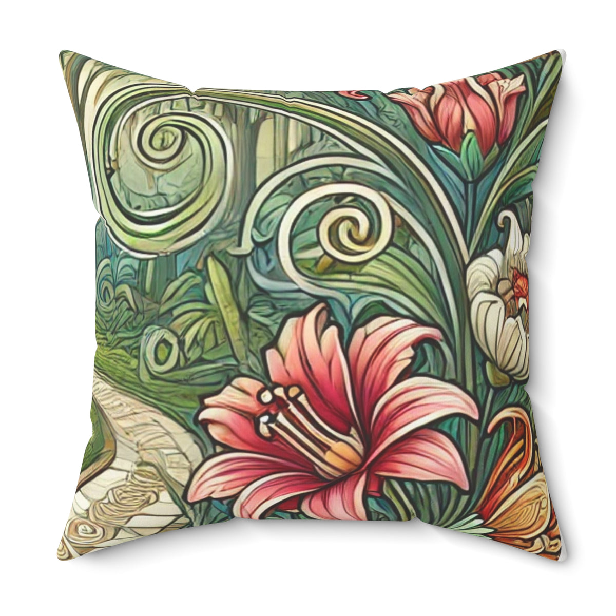 Botanical Gazebo Garden Art Nouveau Decorative Pillow