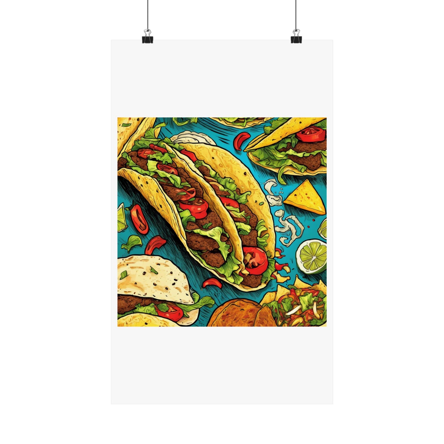 Taco Party Pattern Foodie Gift Art Poster