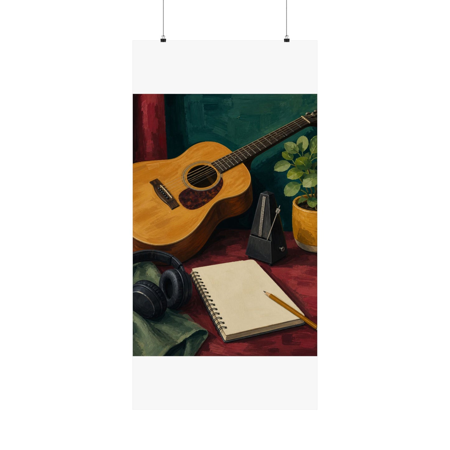 Cozy Acoustic Music Practice Art Poster