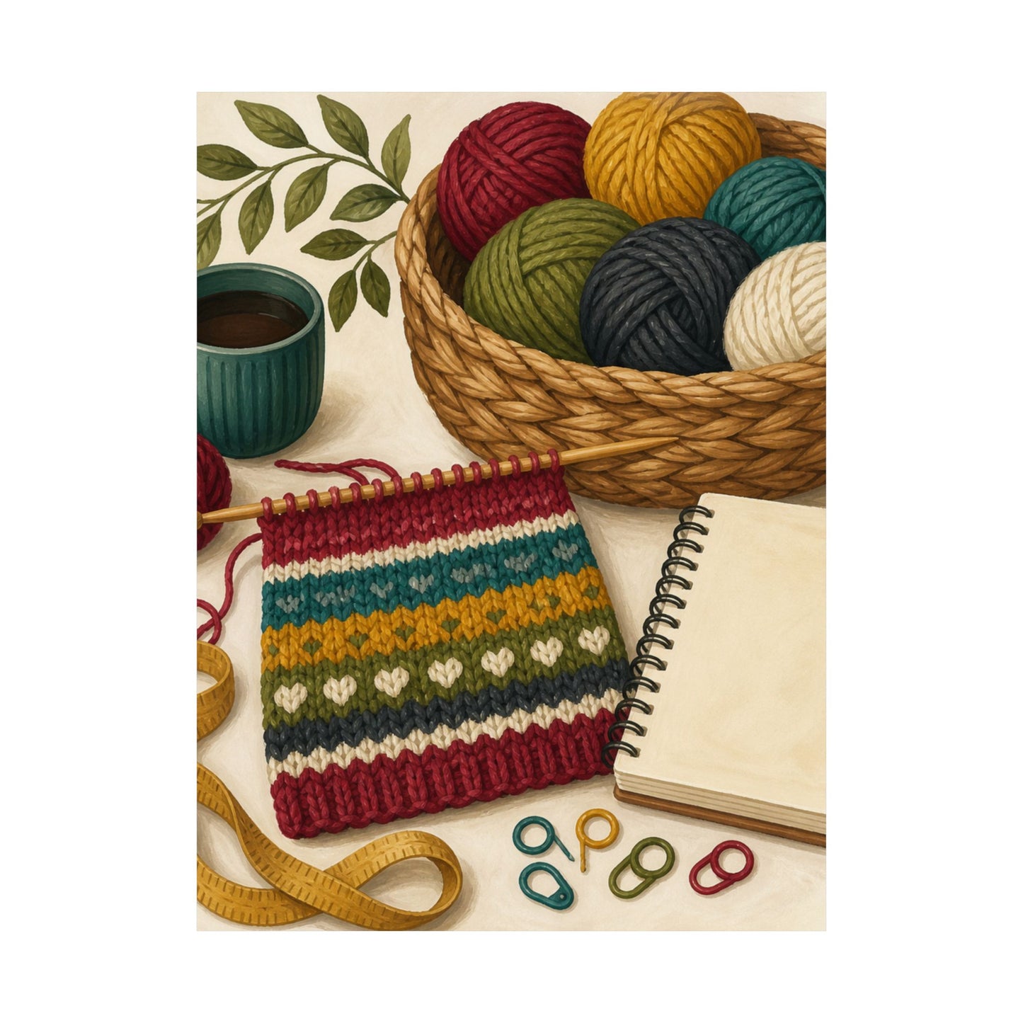Cozy Knitting and Yarn Hobby Art Poster