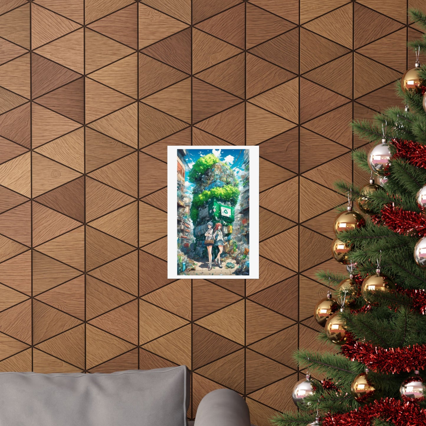 Urban Recycling Anime Friends Green City Wall Poster
