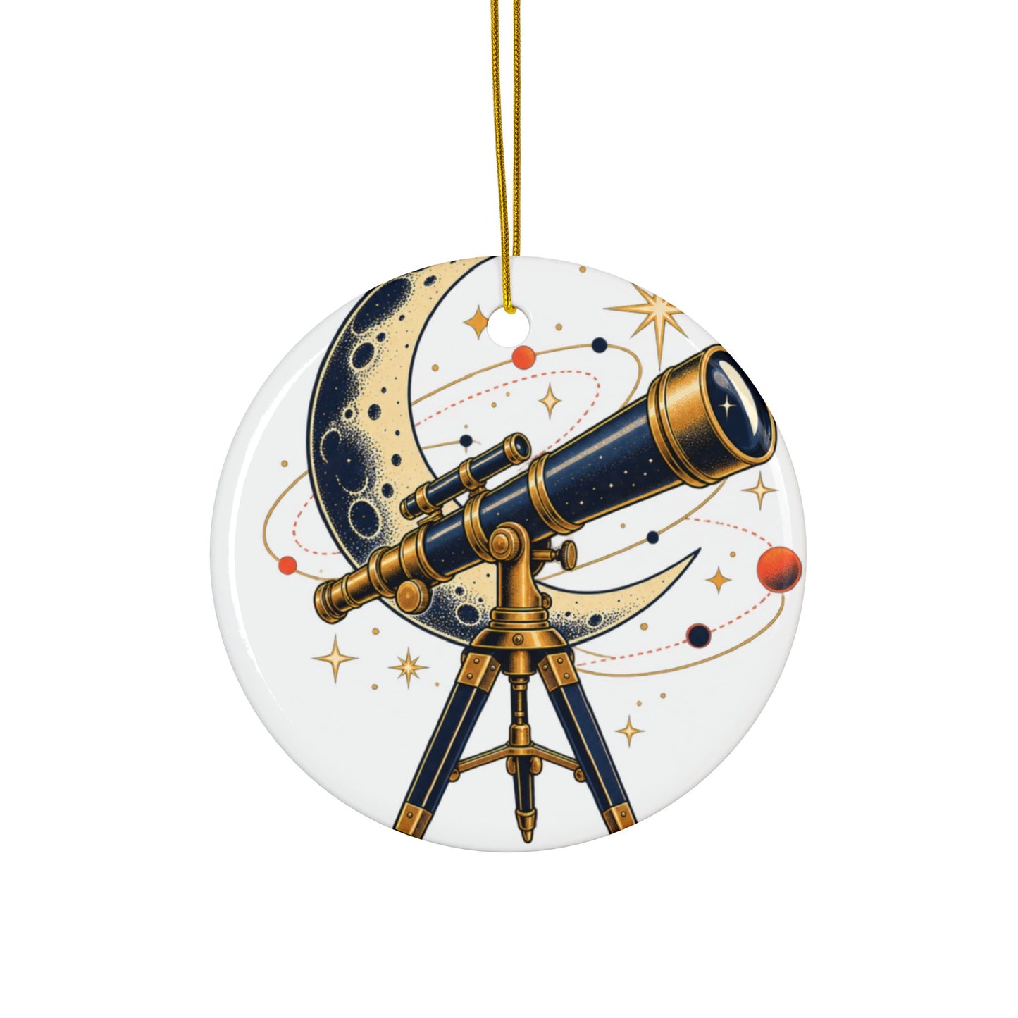 Vintage Telescope Celestial Astronomy Round Ornament