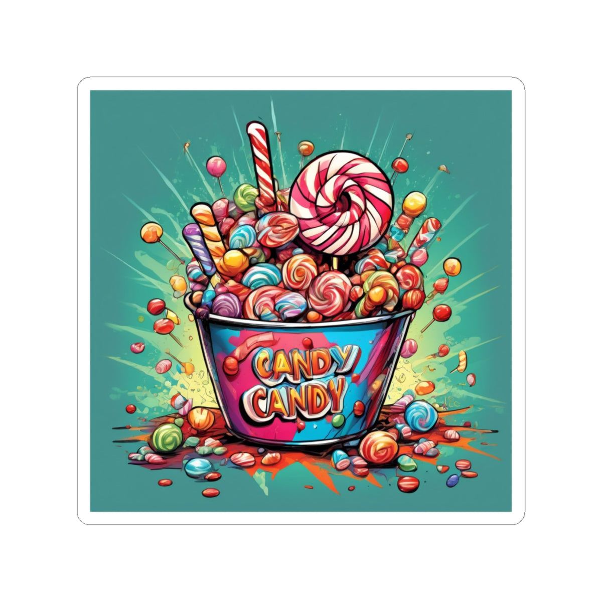 Holiday Candy Bucket Sweets Gift Art Sticker