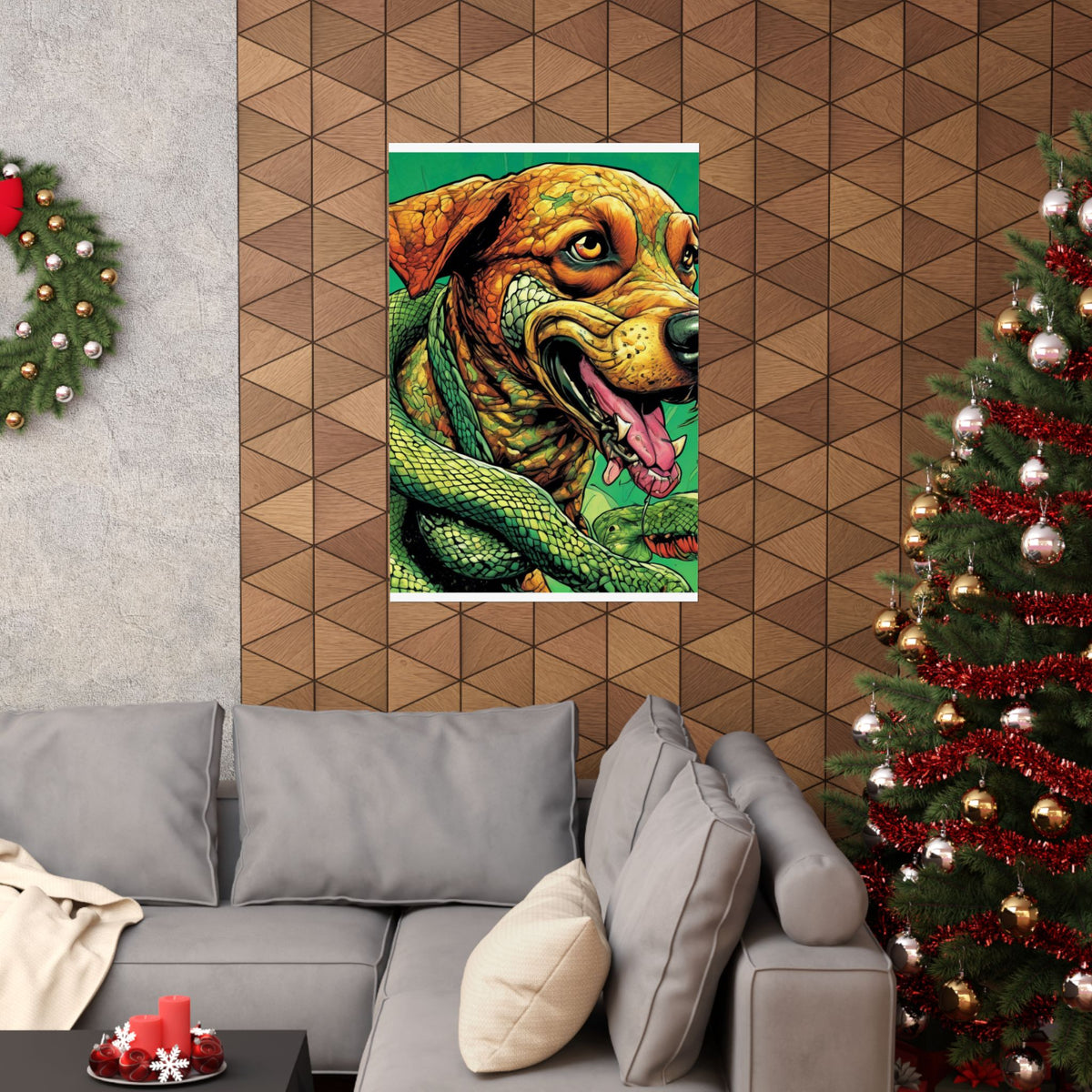 Serpent Guardian Dog Bold Fantasy Creature Art Poster