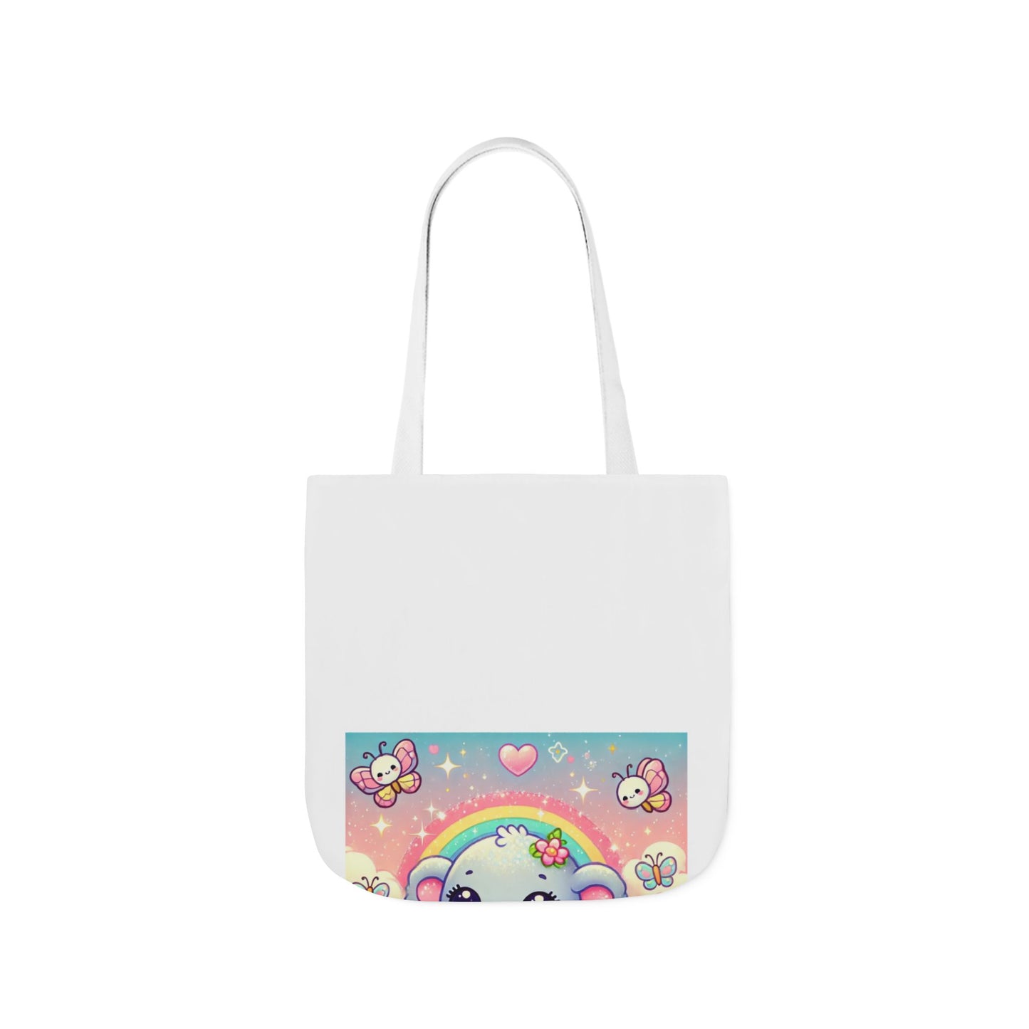 Pastel Rainbow Baby Elephant Floral Canvas Tote Bag
