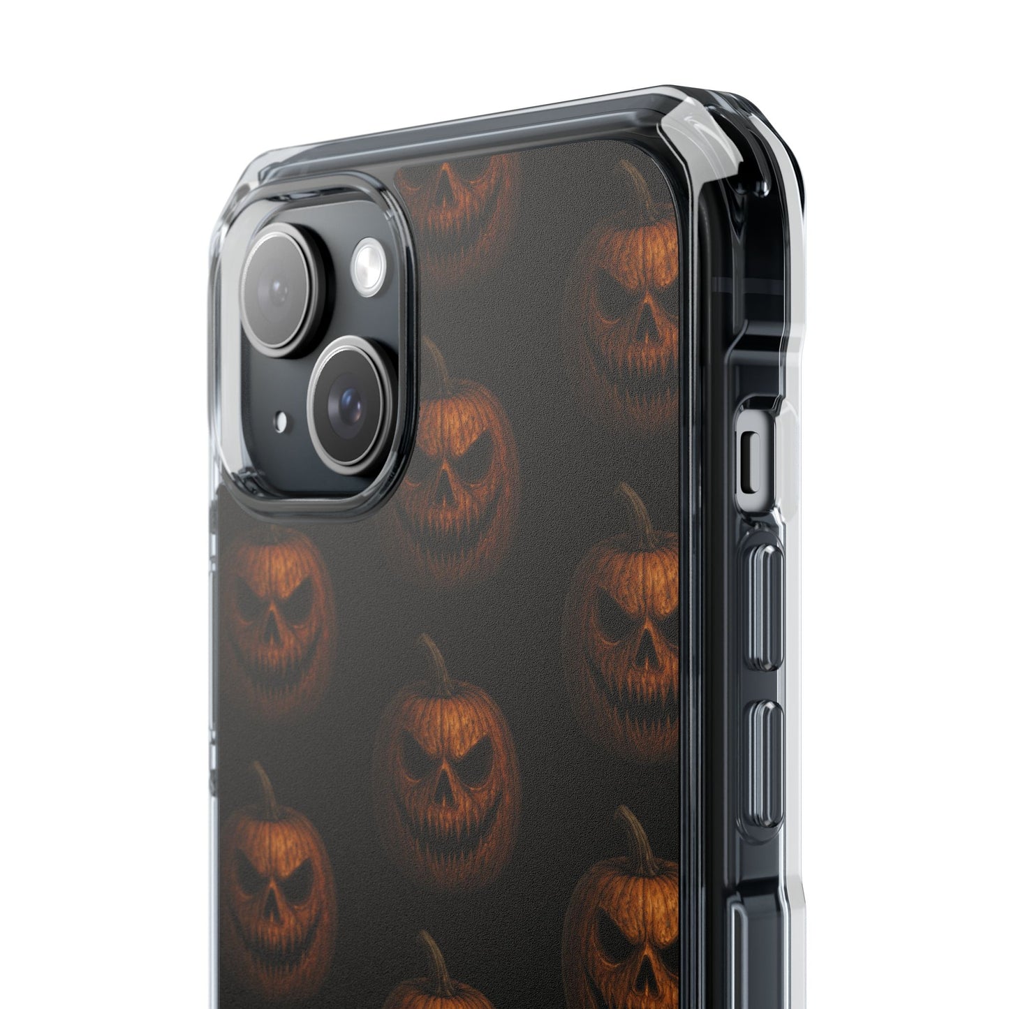 Magnet Cover, Halloween Pumpkin Spooky Phone Case, Horror Jack-O-Lantern Black Case, Magnetic Clear Impact Cover, Scary Cellphone Slim