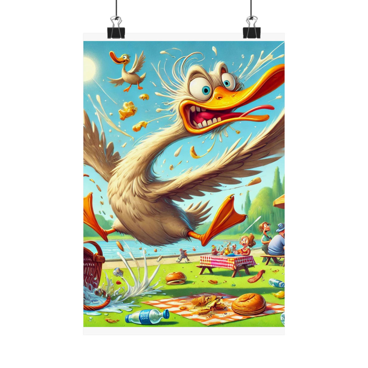 Chaotic Picnic Duck Funny Summer Wall Art Poster