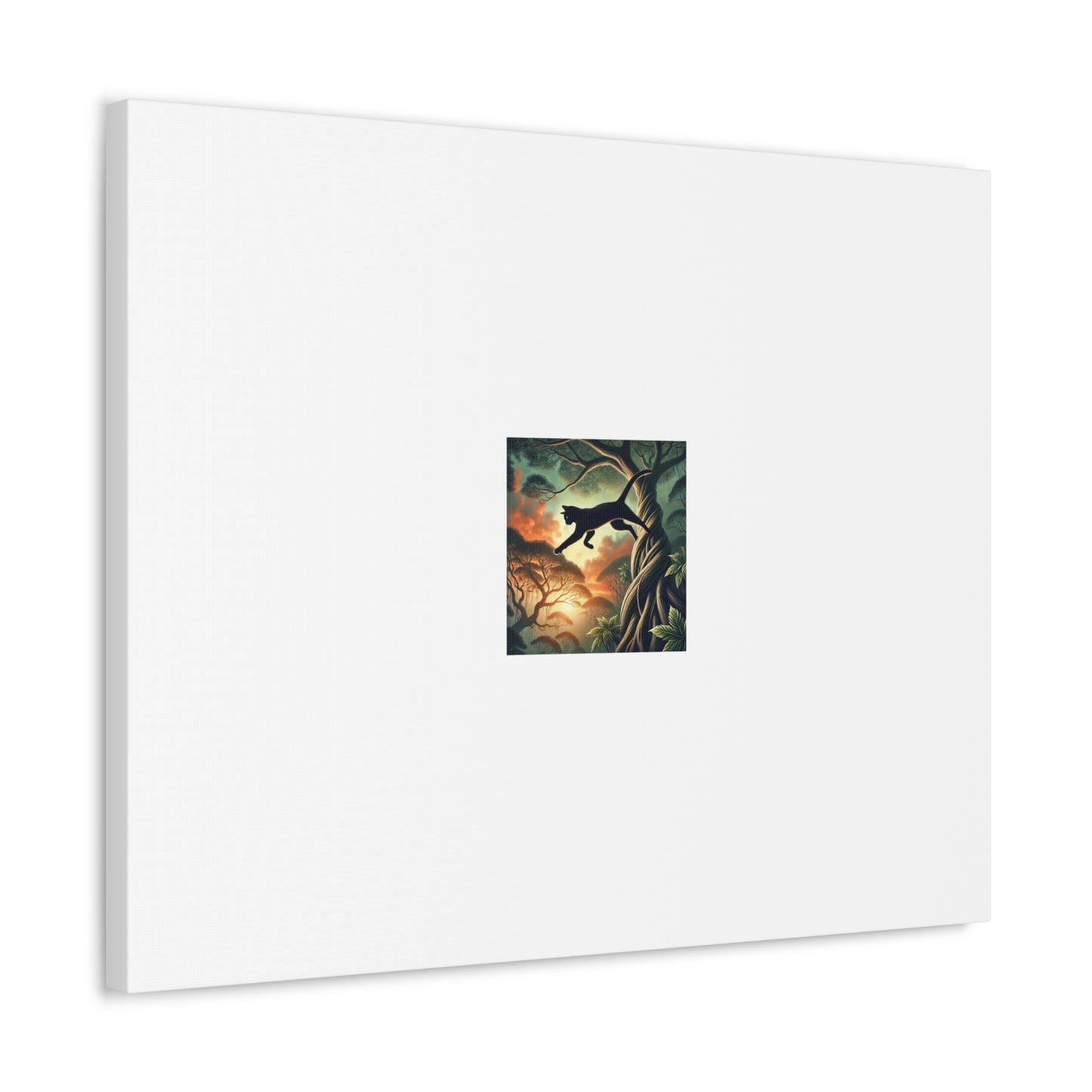 Enchanted Black Cat Forest Canvas Fantasy Cat Wall Art Gift