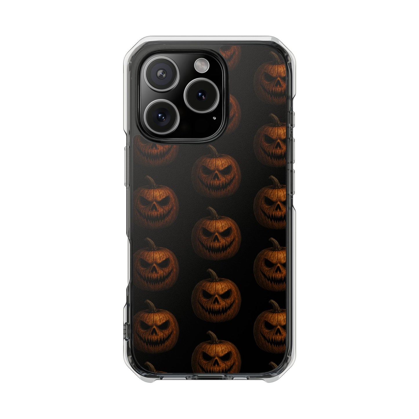 Magnet Cover, Halloween Pumpkin Spooky Phone Case, Horror Jack-O-Lantern Black Case, Magnetic Clear Impact Cover, Scary Cellphone Slim