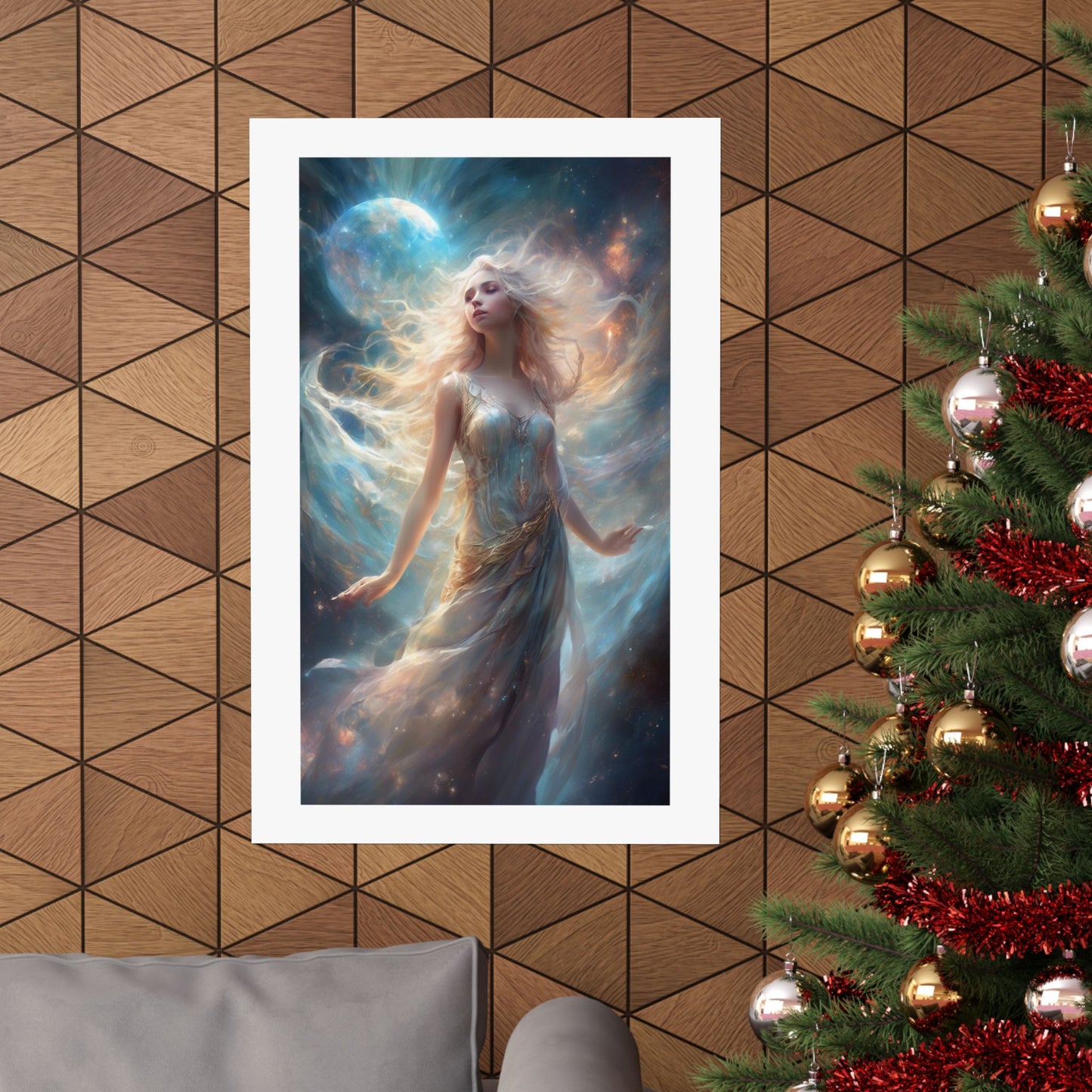 Moonlit Celestial Maiden Fantasy Portrait Poster