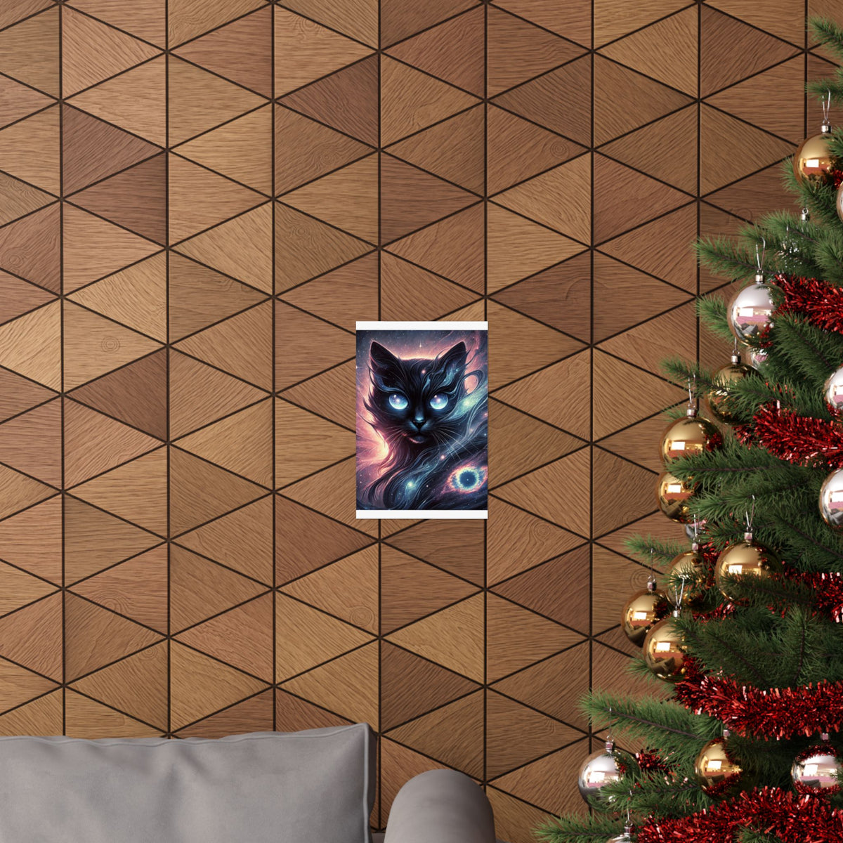 Cosmic Black Cat Galaxy Celestial Wall Art Poster