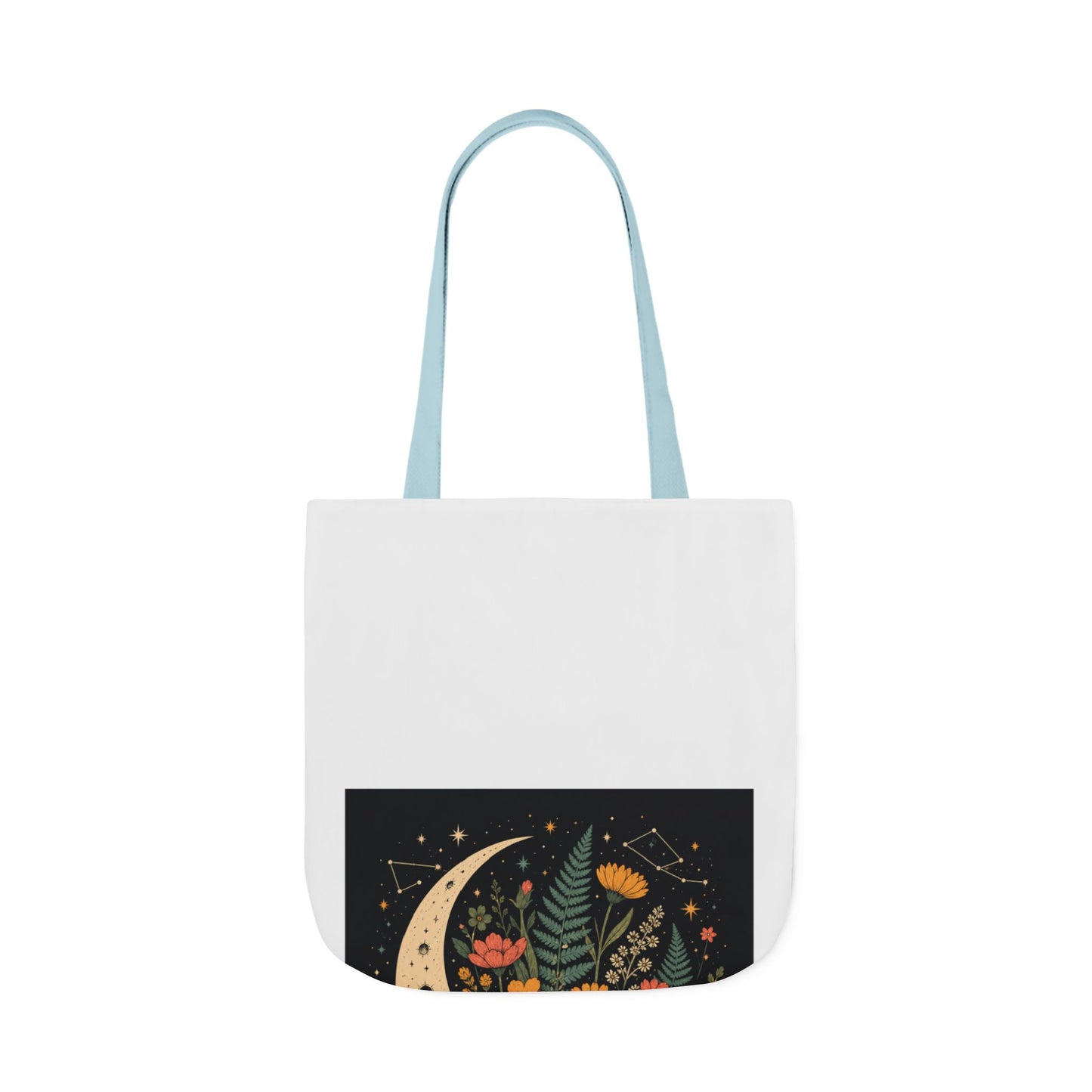 Celestial Wildflower Crescent Moon Botanical Tote Bag