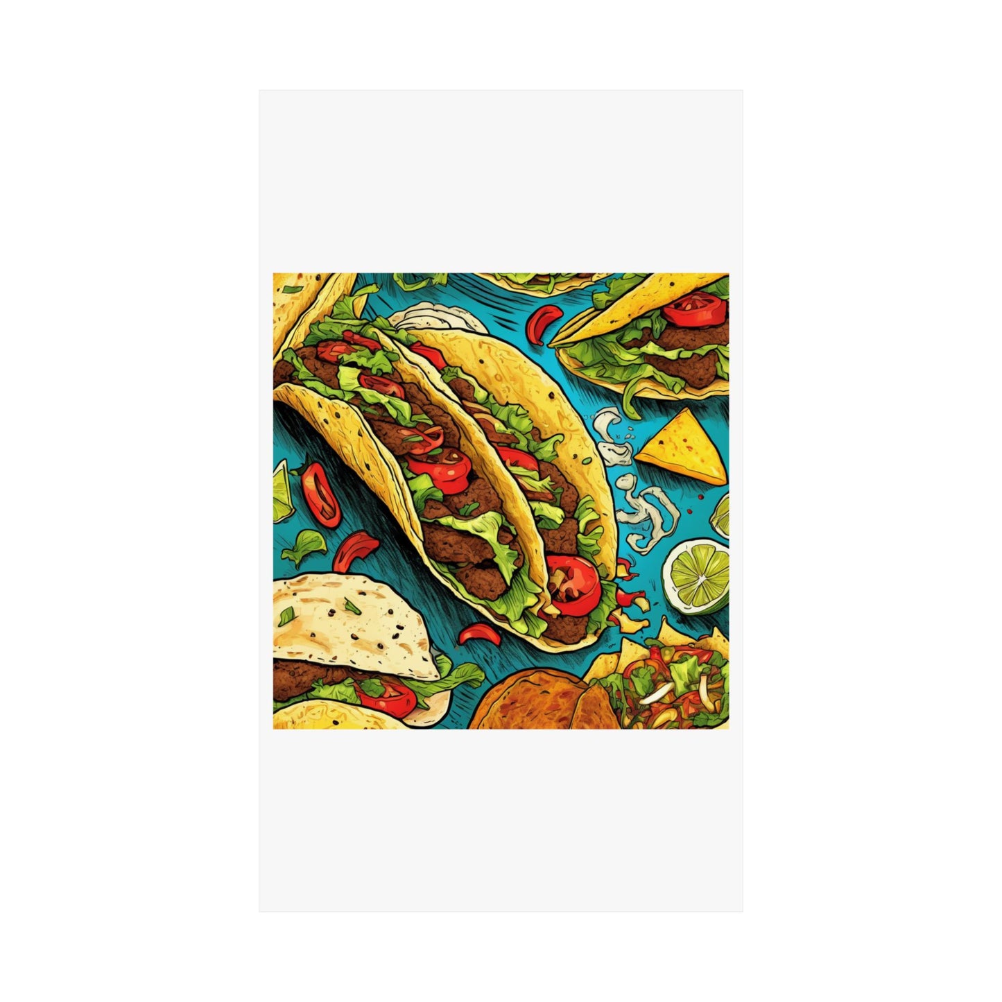 Taco Party Pattern Foodie Gift Art Poster