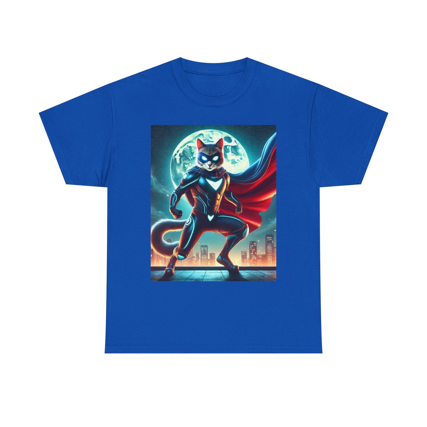 Superhero Cat T-Shirt Funny Graphic Tee with Cool Comic Style Design, Soft Cotton Casual Shirt Cat Lovers, Men, Women & Kids