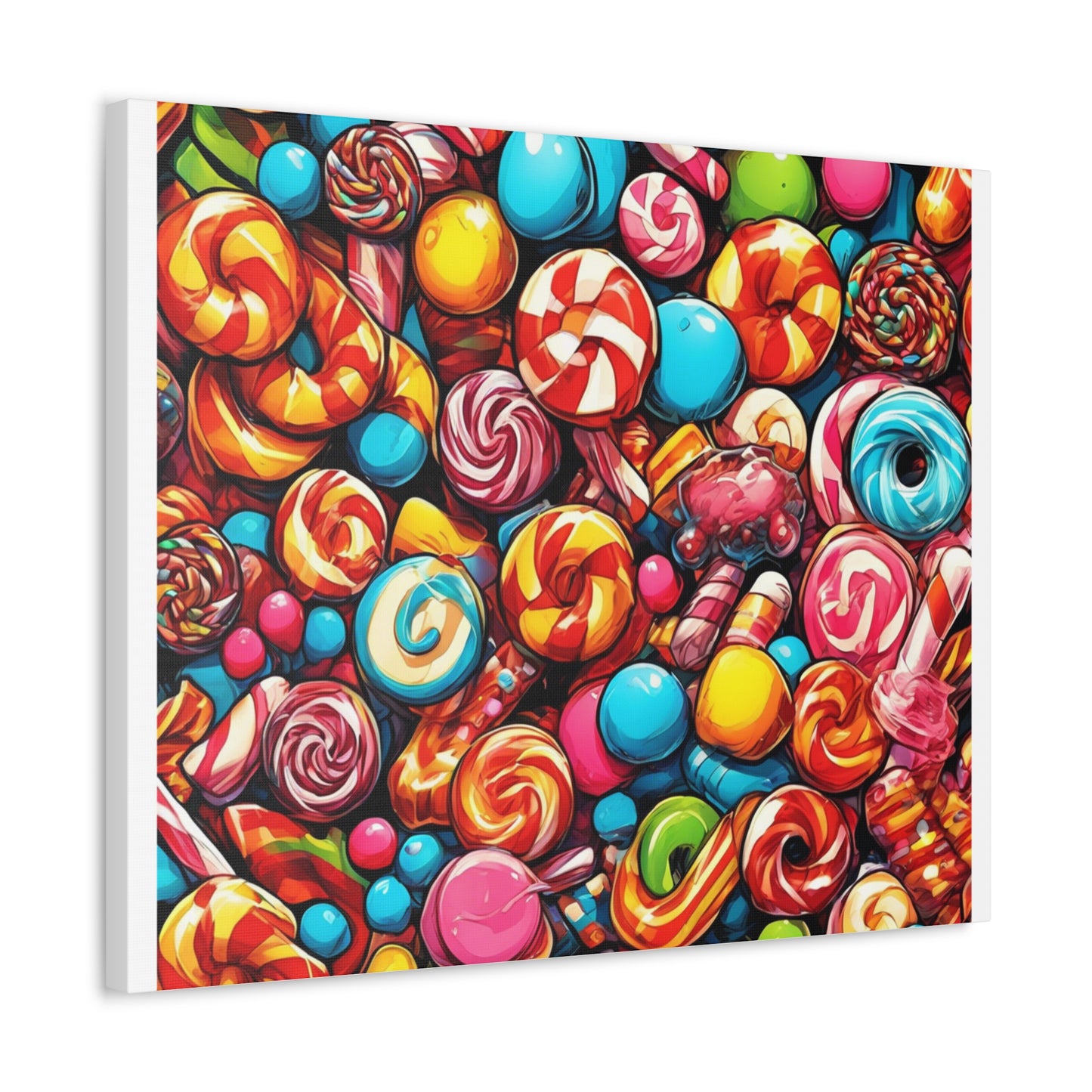Colorful Candy and Lollipop Pattern Canvas