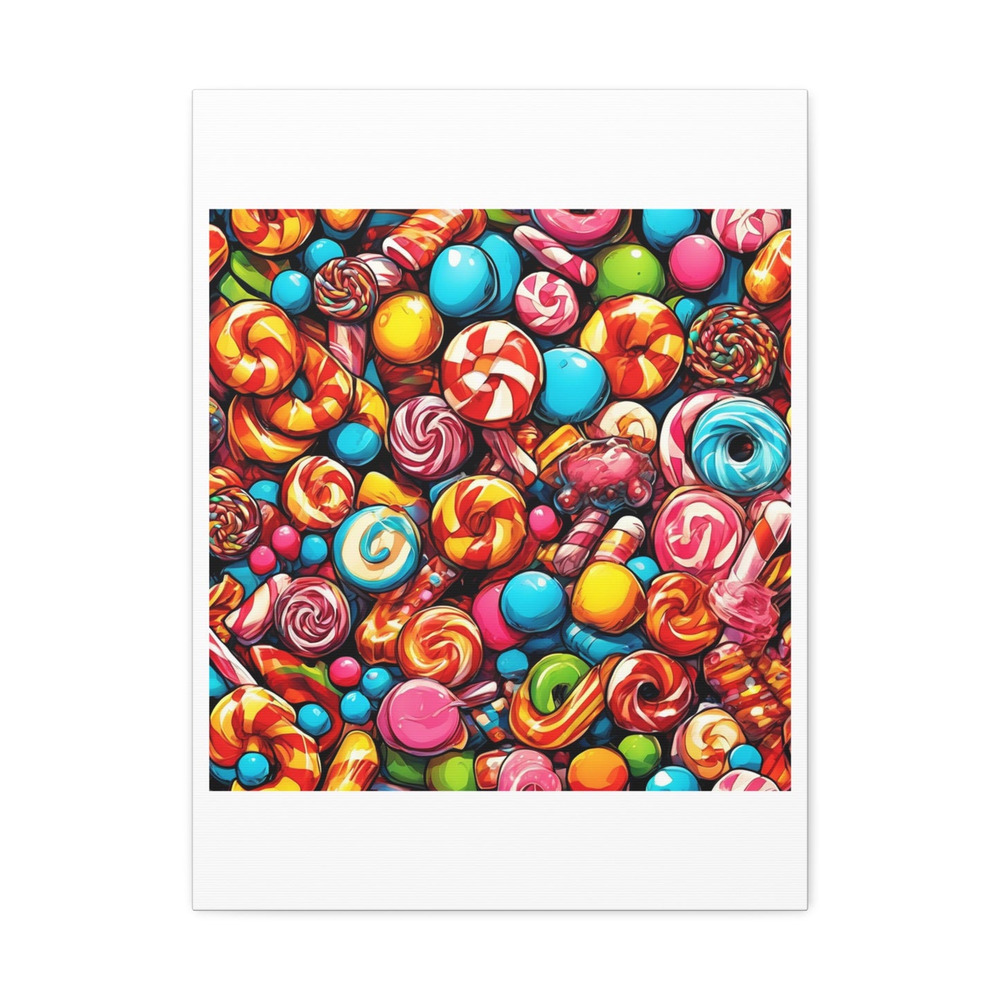 Colorful Candy and Lollipop Pattern Canvas