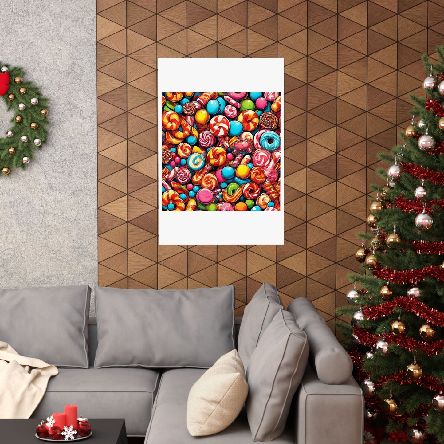 Colorful Candy and Lollipop Pattern Poster