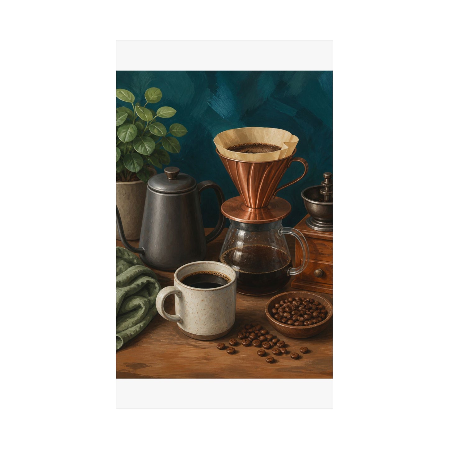 Warm Home Coffee Brewing Art Poster