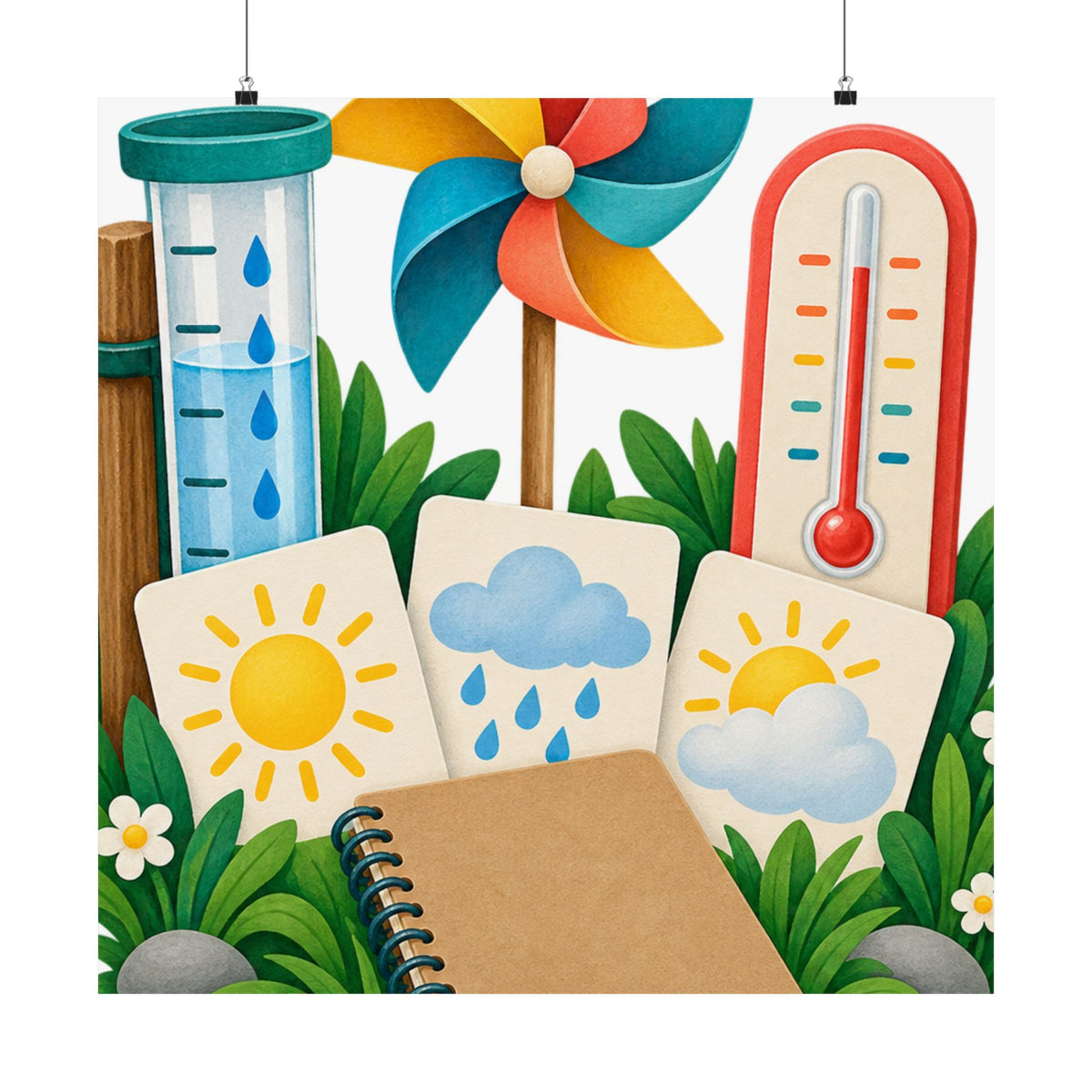 Colorful Backyard Weather Watching Kit Poster