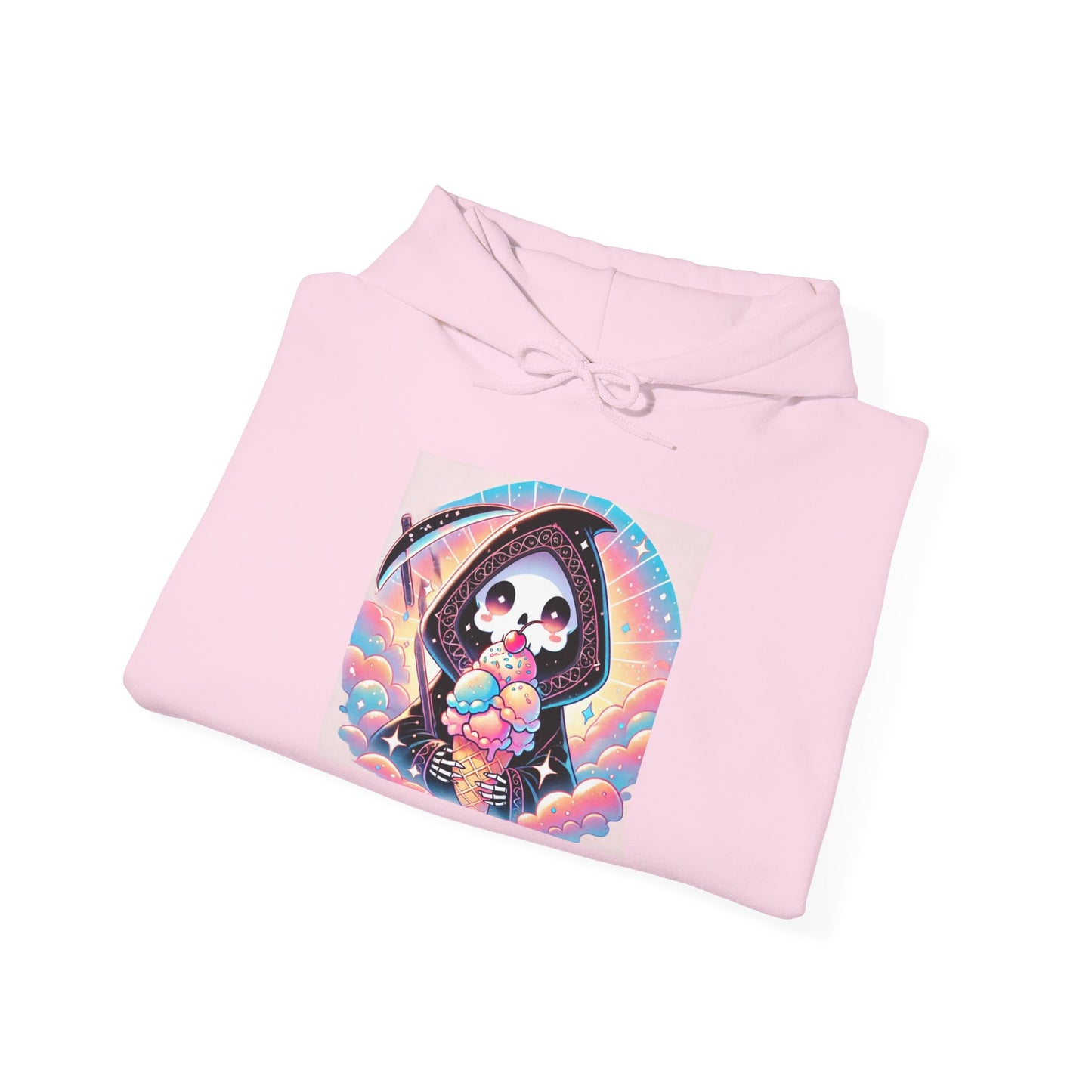Grim Reaper Kawaii Anime Hoodie - Cute Ice Cream Design - Unisex Comfortable Hooded Sweatshirt - Fun & Stylish Gift Idea!