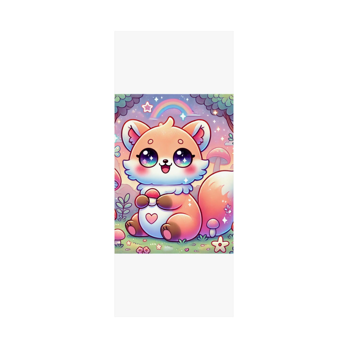 Pastel Woodland Fox Mushroom Kawaii Wall Art Poster