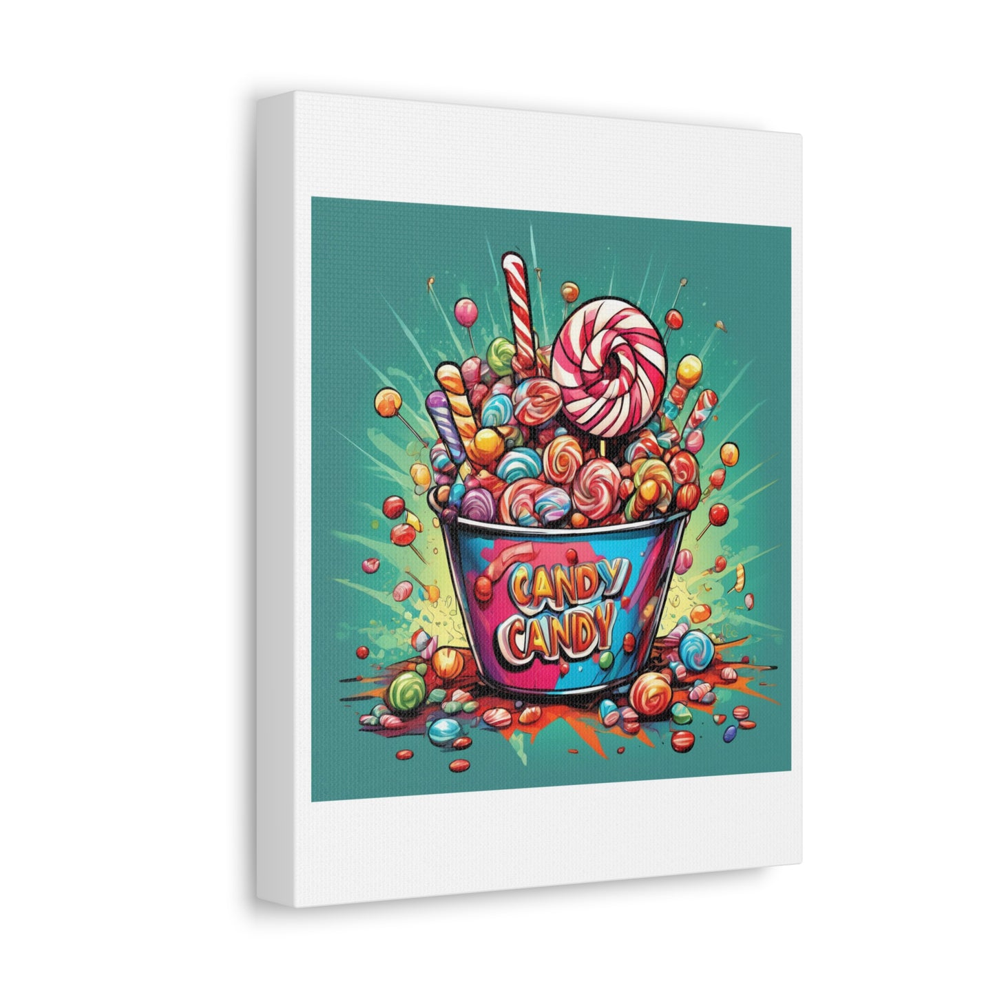 Holiday Candy Bucket Sweets Gift Art Canvas