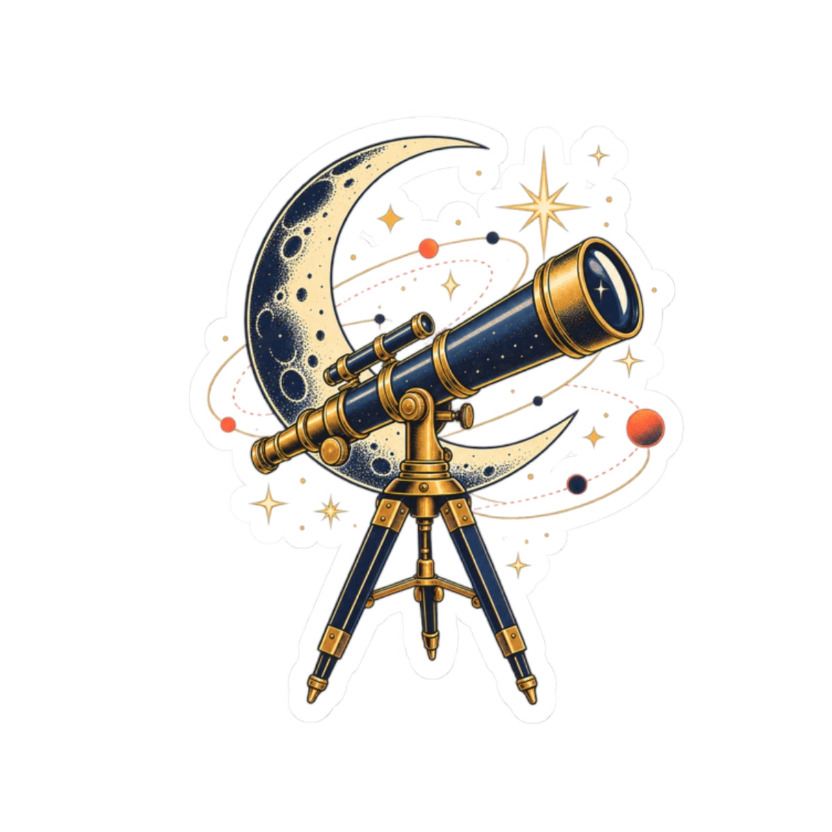 Vintage Telescope Celestial Astronomy Sticker