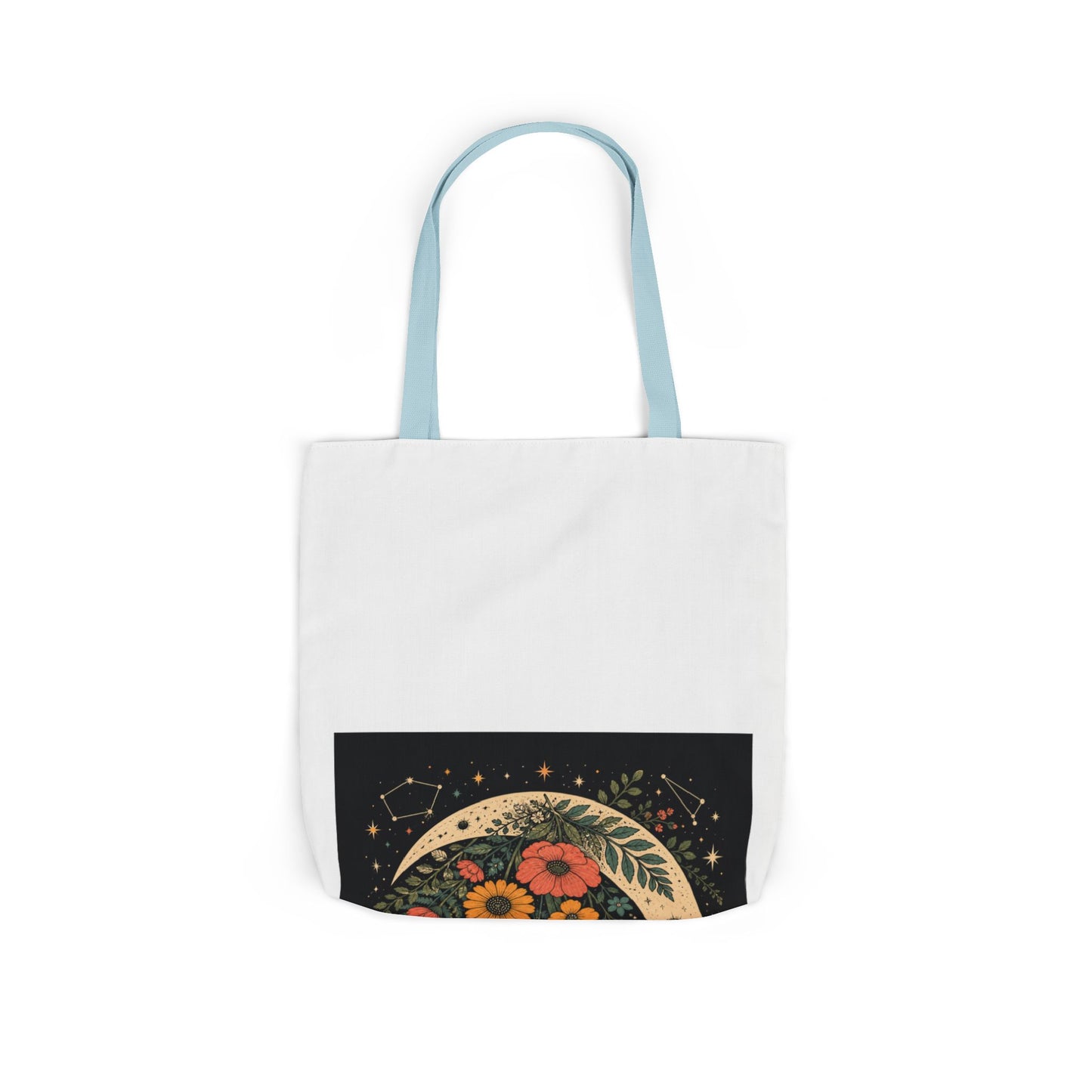Celestial Wildflower Crescent Moon Botanical Tote Bag