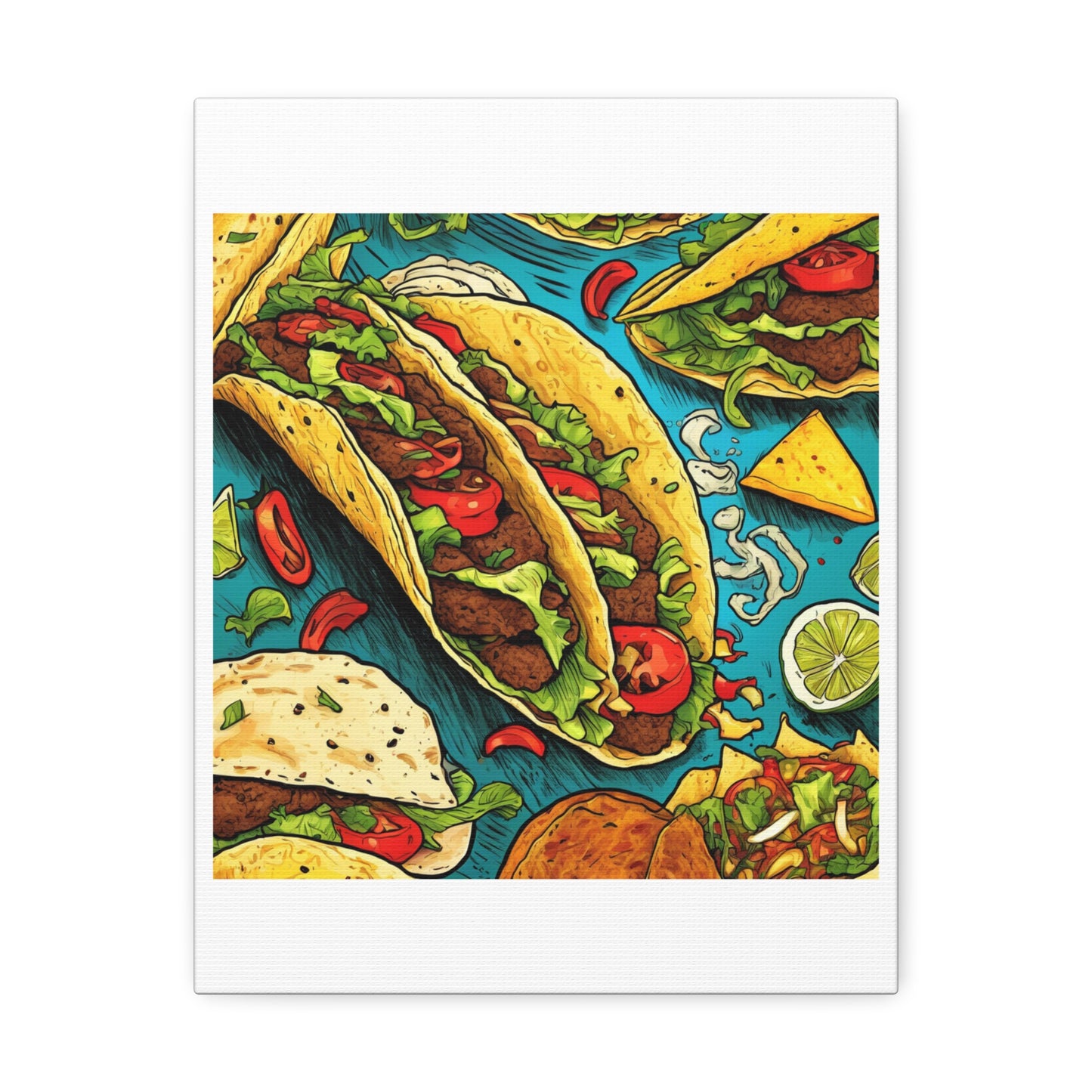 Taco Party Pattern Foodie Gift Art Canvas
