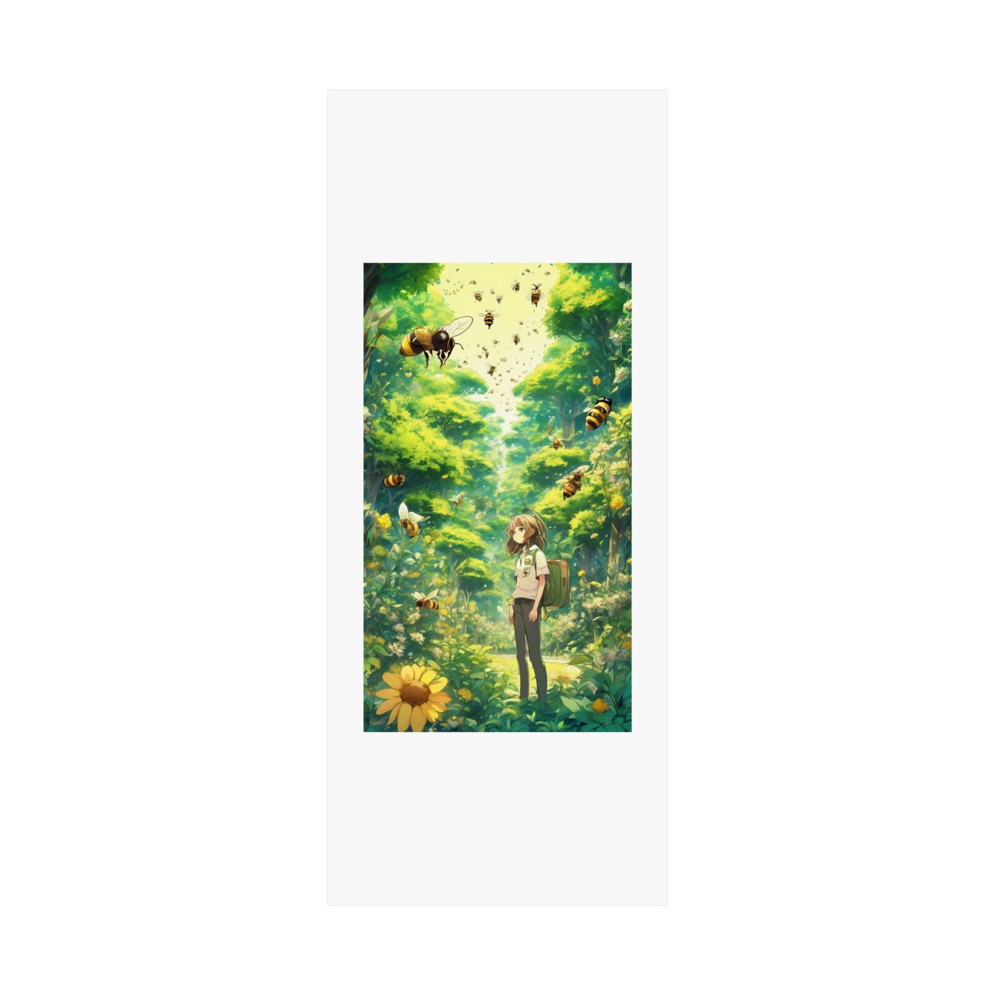 Bee Garden Explorer Anime Nature Art Poster