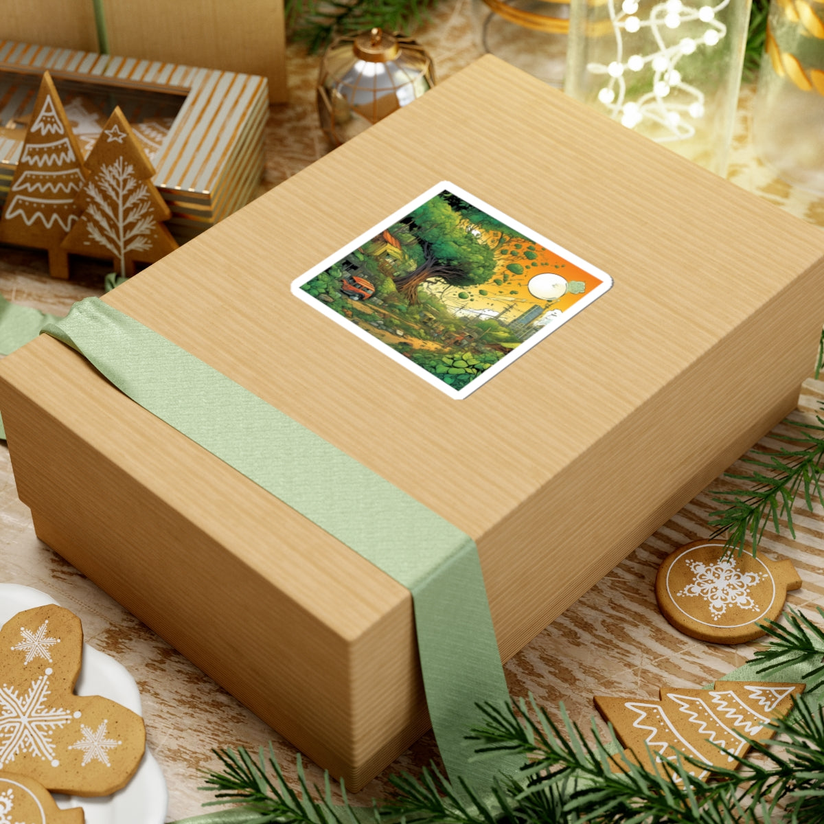 Cottage Road Landscape Nature Gift Art Sticker
