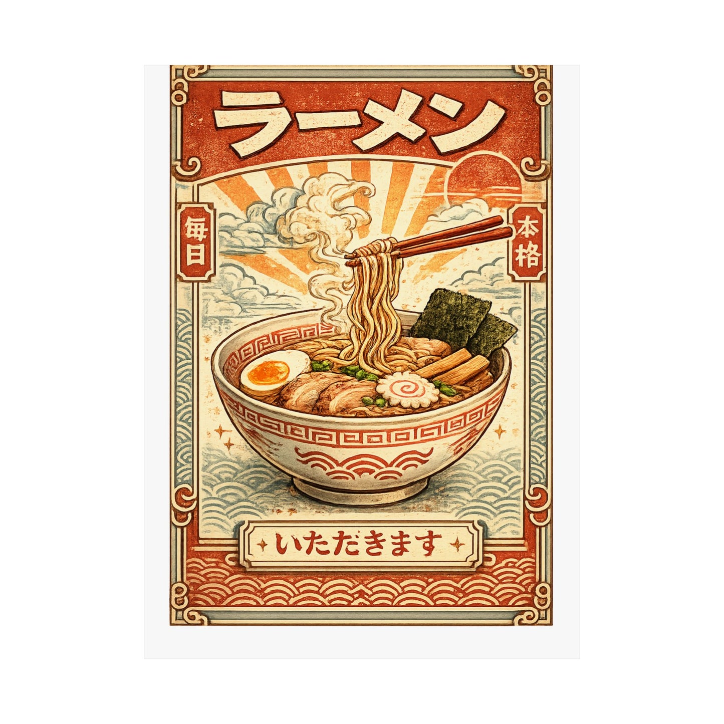 Vintage Ramen Bowl Japanese Food Art Poster
